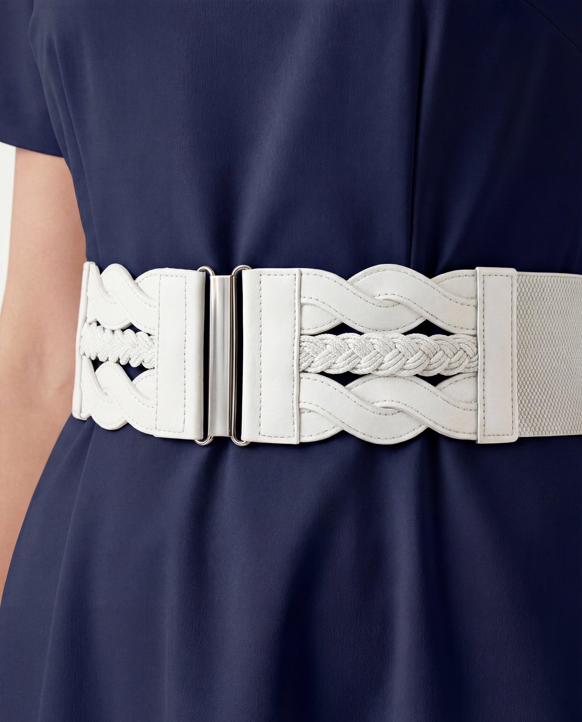 BlackButterfly 3 Inch Wide Waspie Elastic Vintage Braided Buckle Waist Belt - Image 5