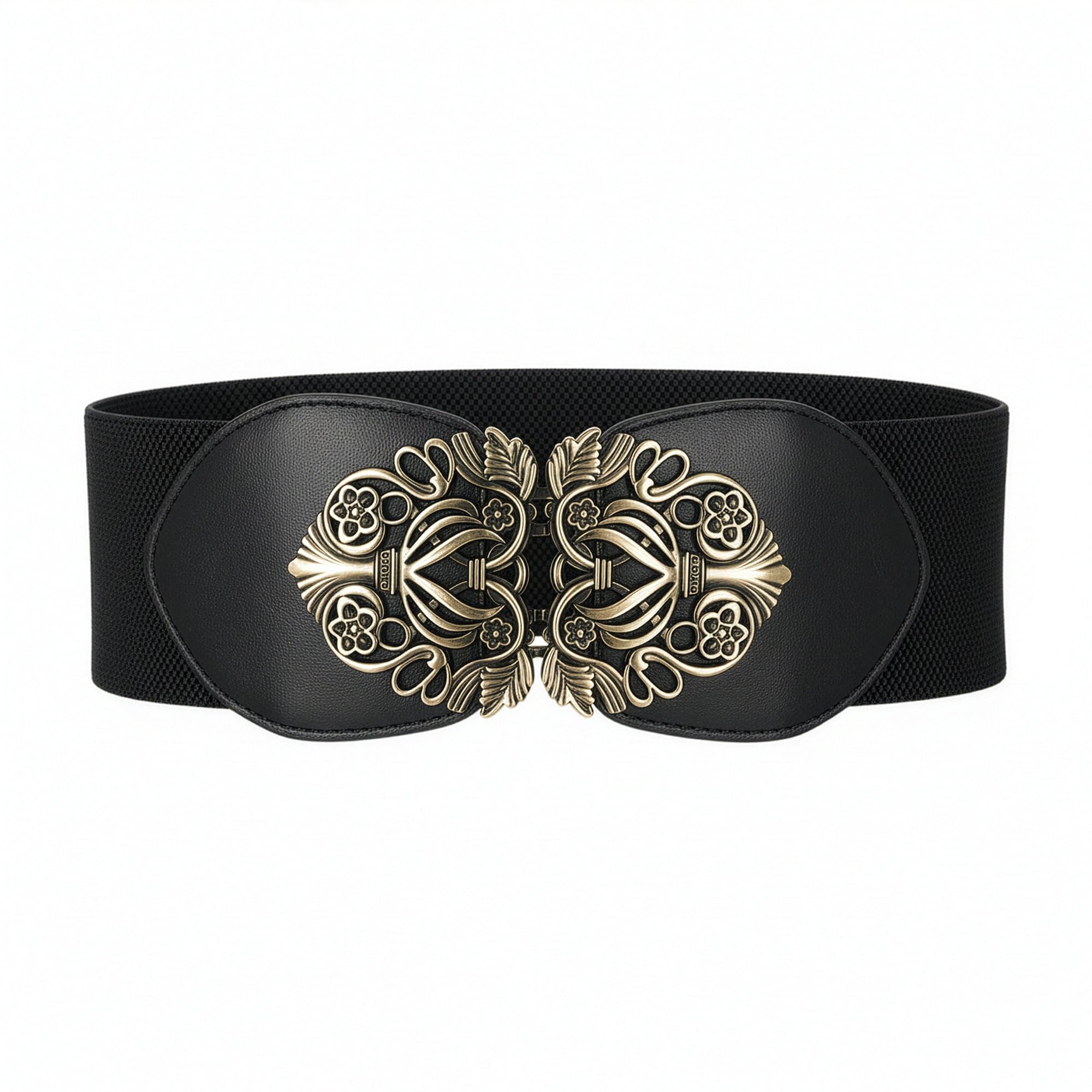BlackButterfly 3 Inch Wide Waspie Elastic Vintage Buckle Waist Belt