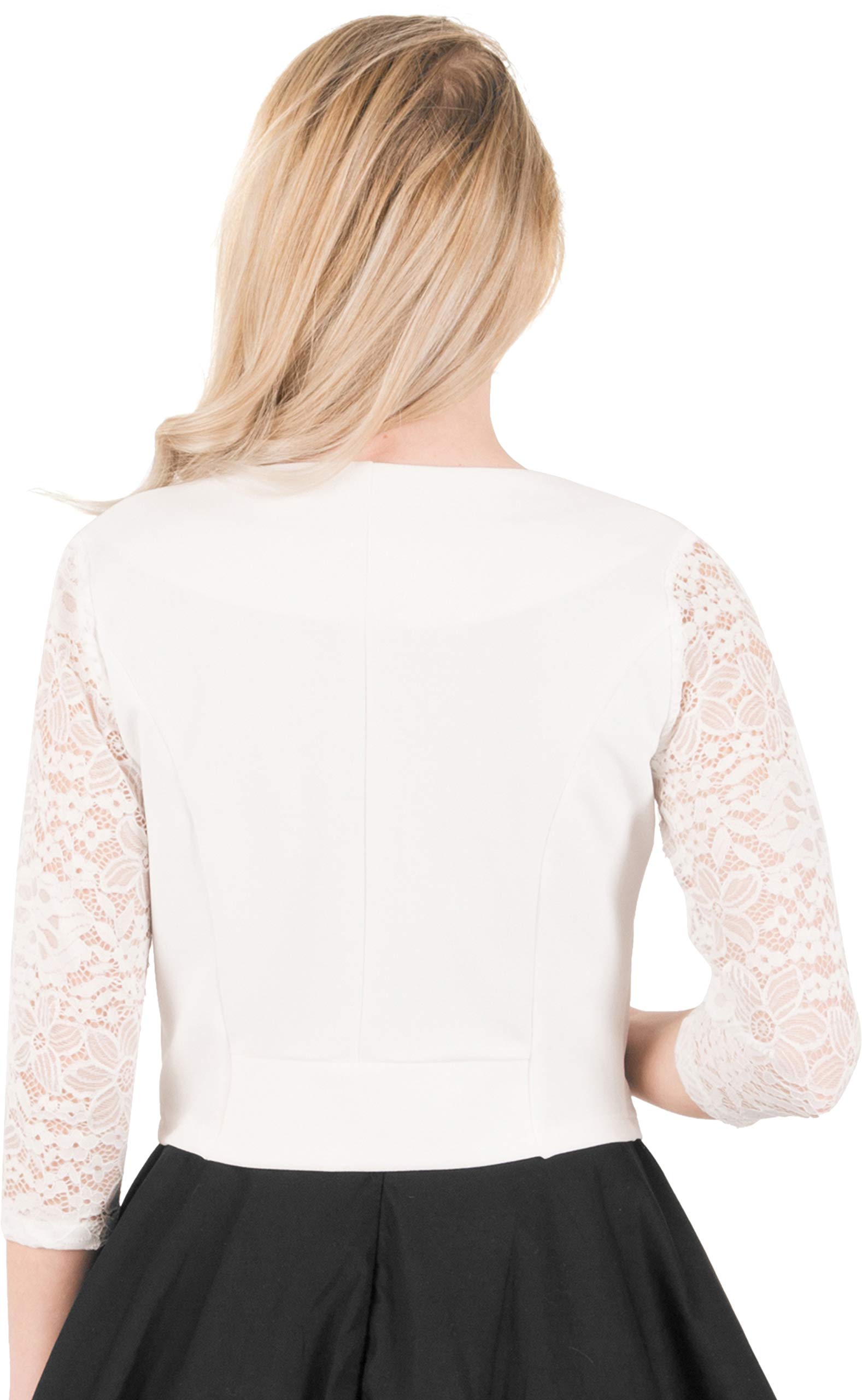 BlackButterfly Cropped 3/4 Lace Sleeve Open Bolero Evening Blouse - Image 3