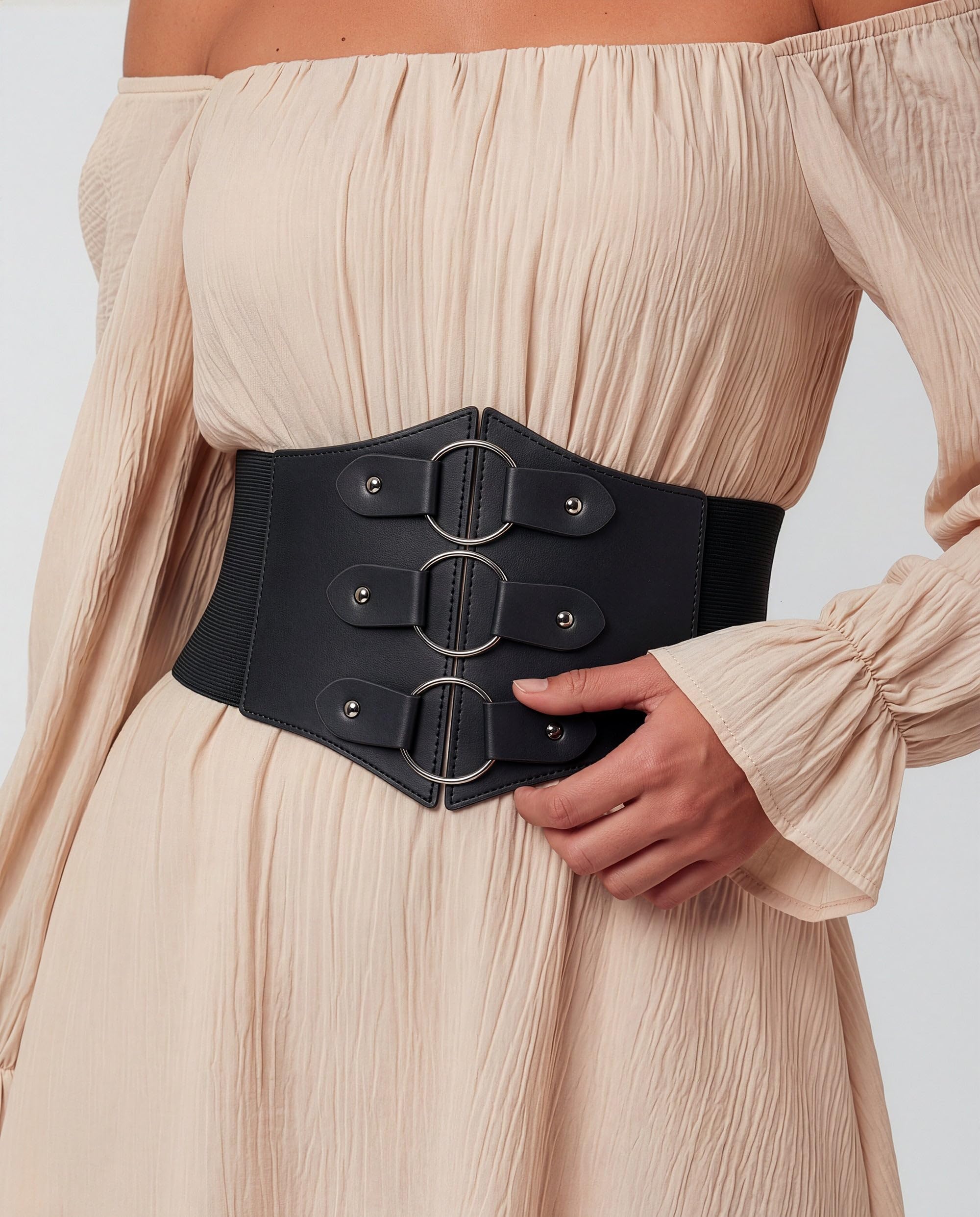 BlackButterfly Elastic Cosplay Halloween Metal Ring Waist Pirate Waspie Corset Belt - Image 4