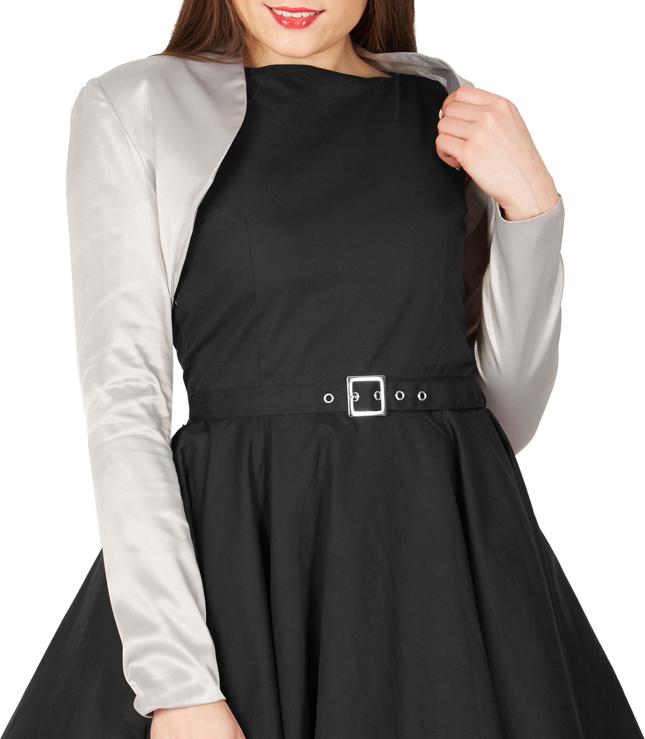 BlackButterfly Formal Satin Long Sleeve Bolero Shrug - Image 5