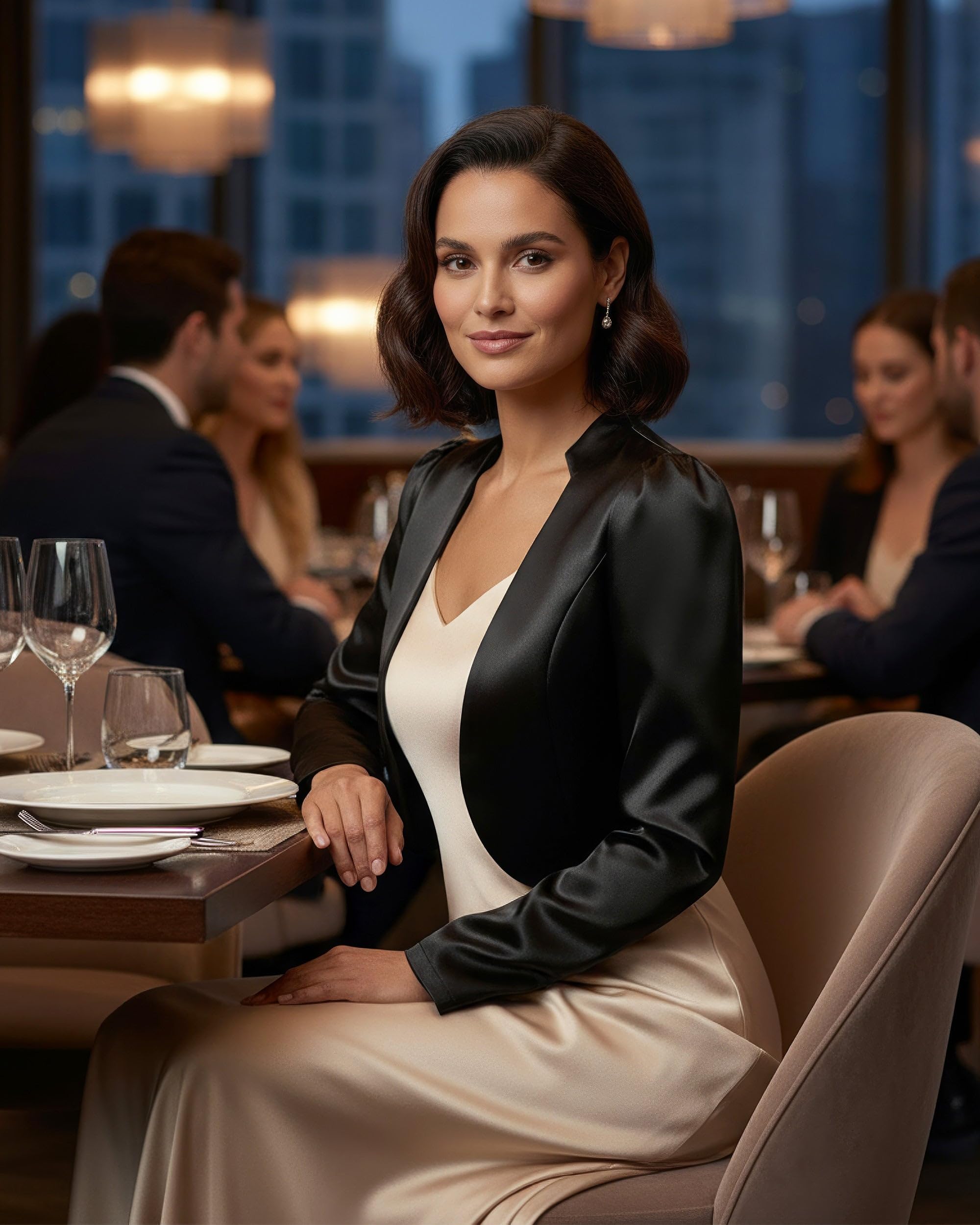 BlackButterfly Formal Satin Long Sleeve Bolero Shrug - Image 3