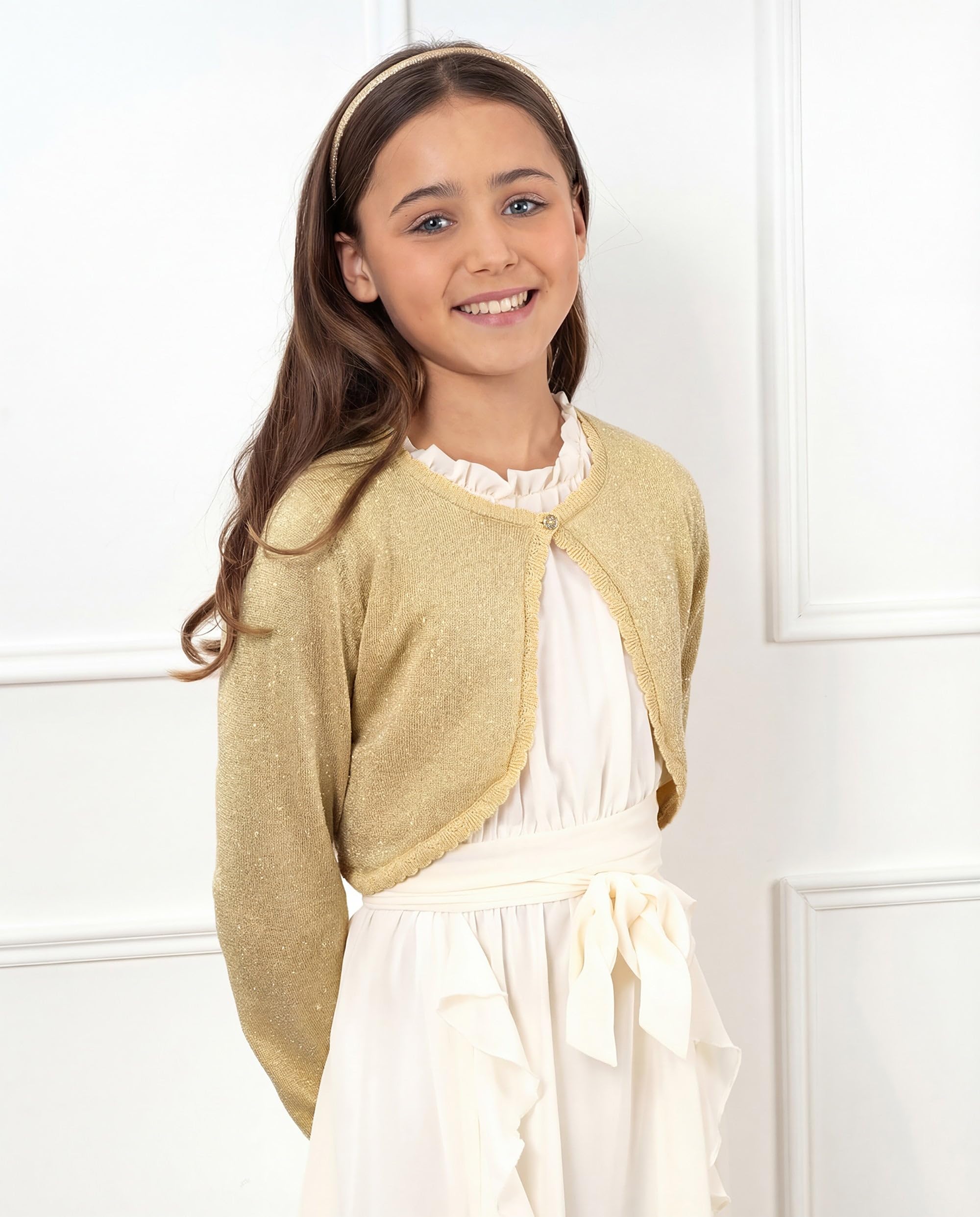 BlackButterfly Girls Long Sleeve Sparkle Cardigan Childrens Kids Bolero Shrug - Image 2