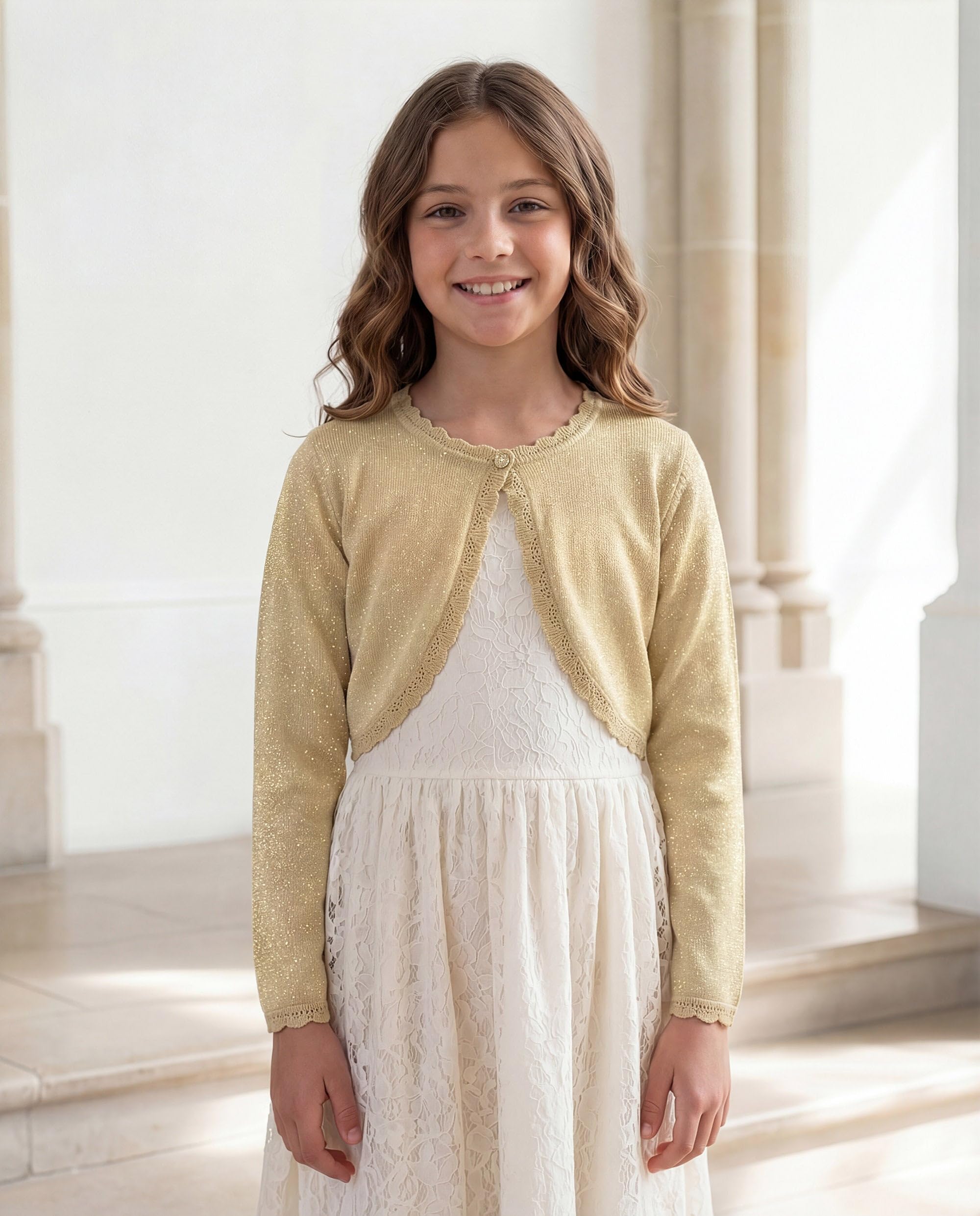 BlackButterfly Girls Long Sleeve Sparkle Cardigan Childrens Kids Bolero Shrug - Image 3