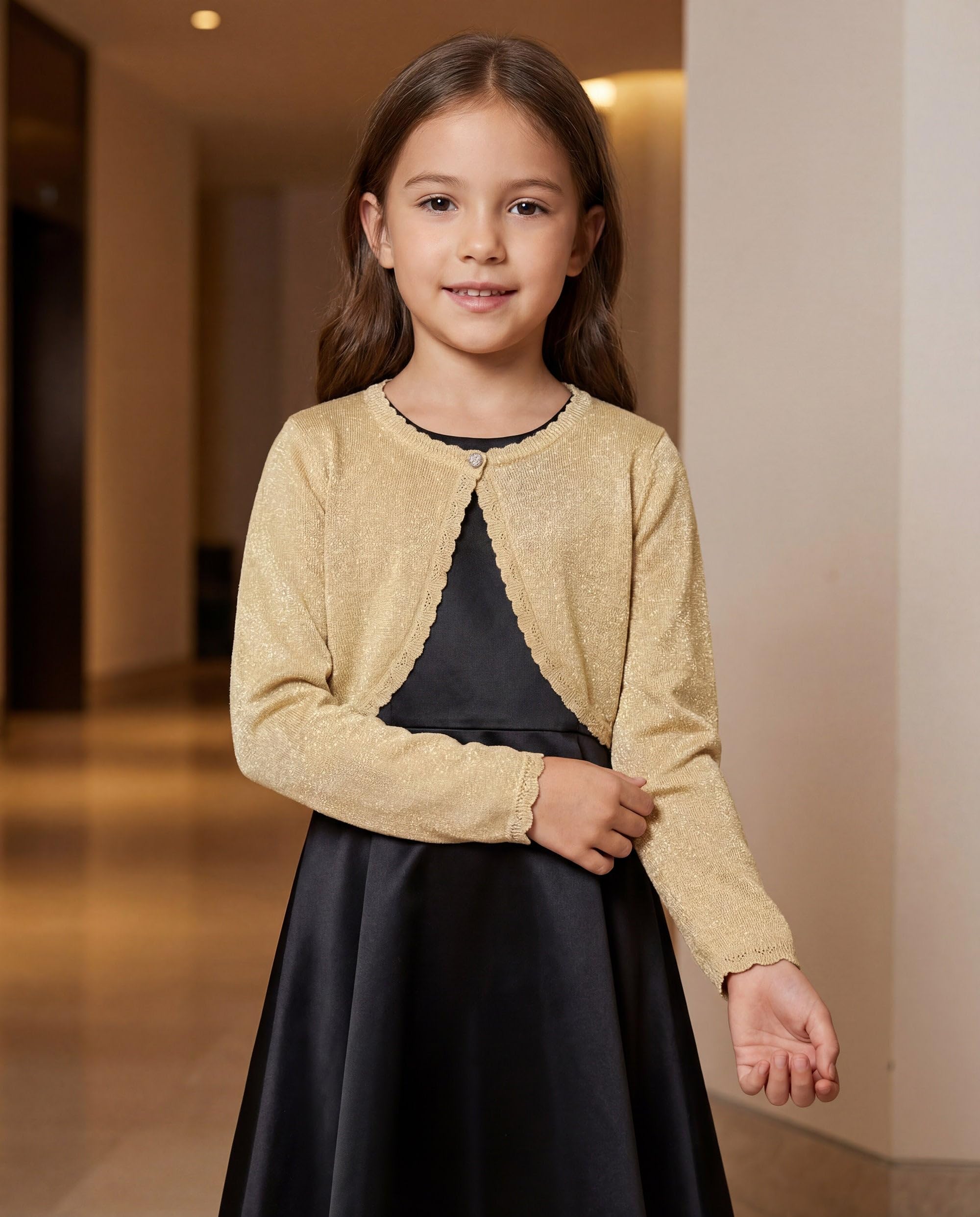 BlackButterfly Girls Long Sleeve Sparkle Cardigan Childrens Kids Bolero Shrug - Image 5