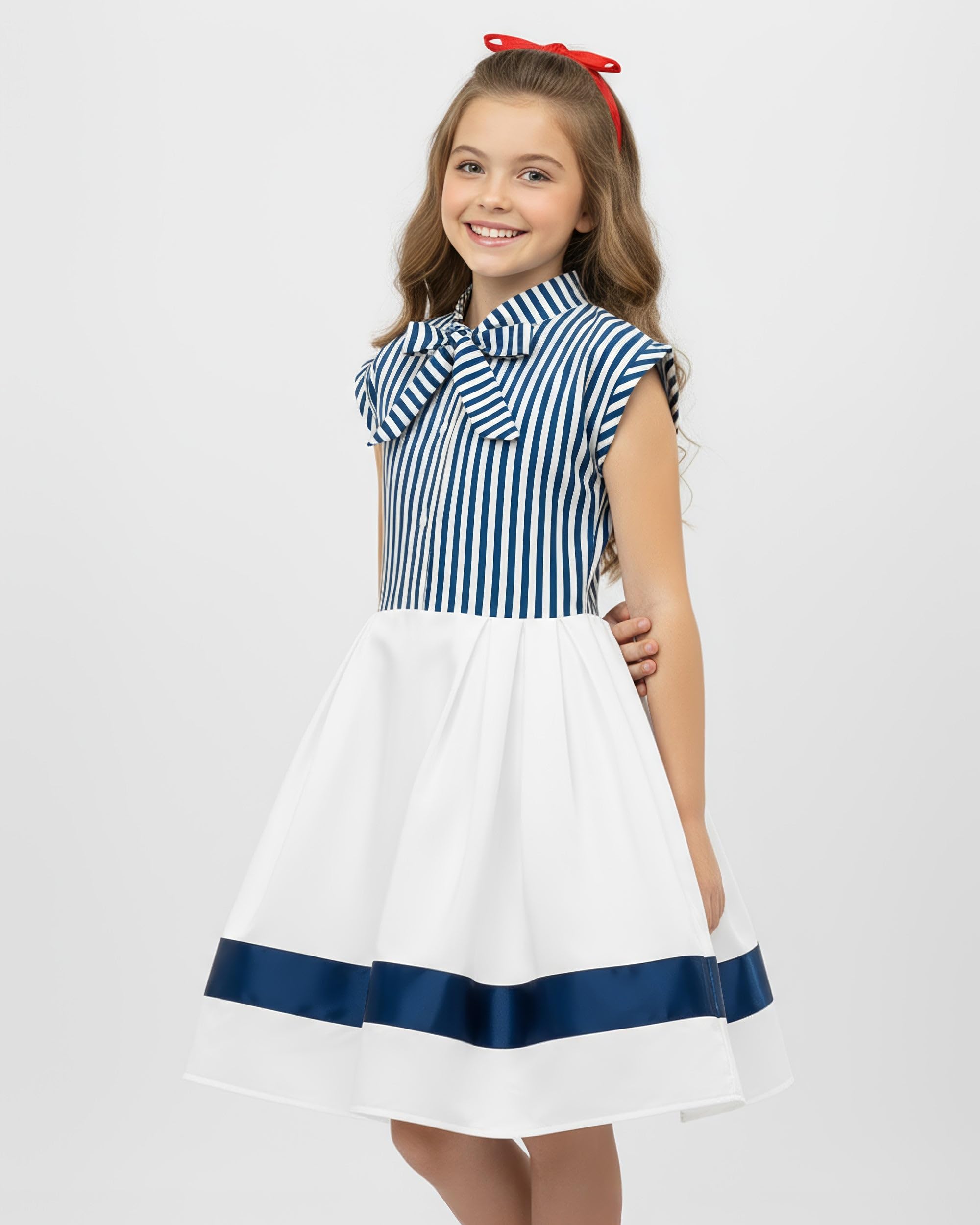 BlackButterfly Kids 'Polly' Vintage Striped Pin Up Dress - Image 2