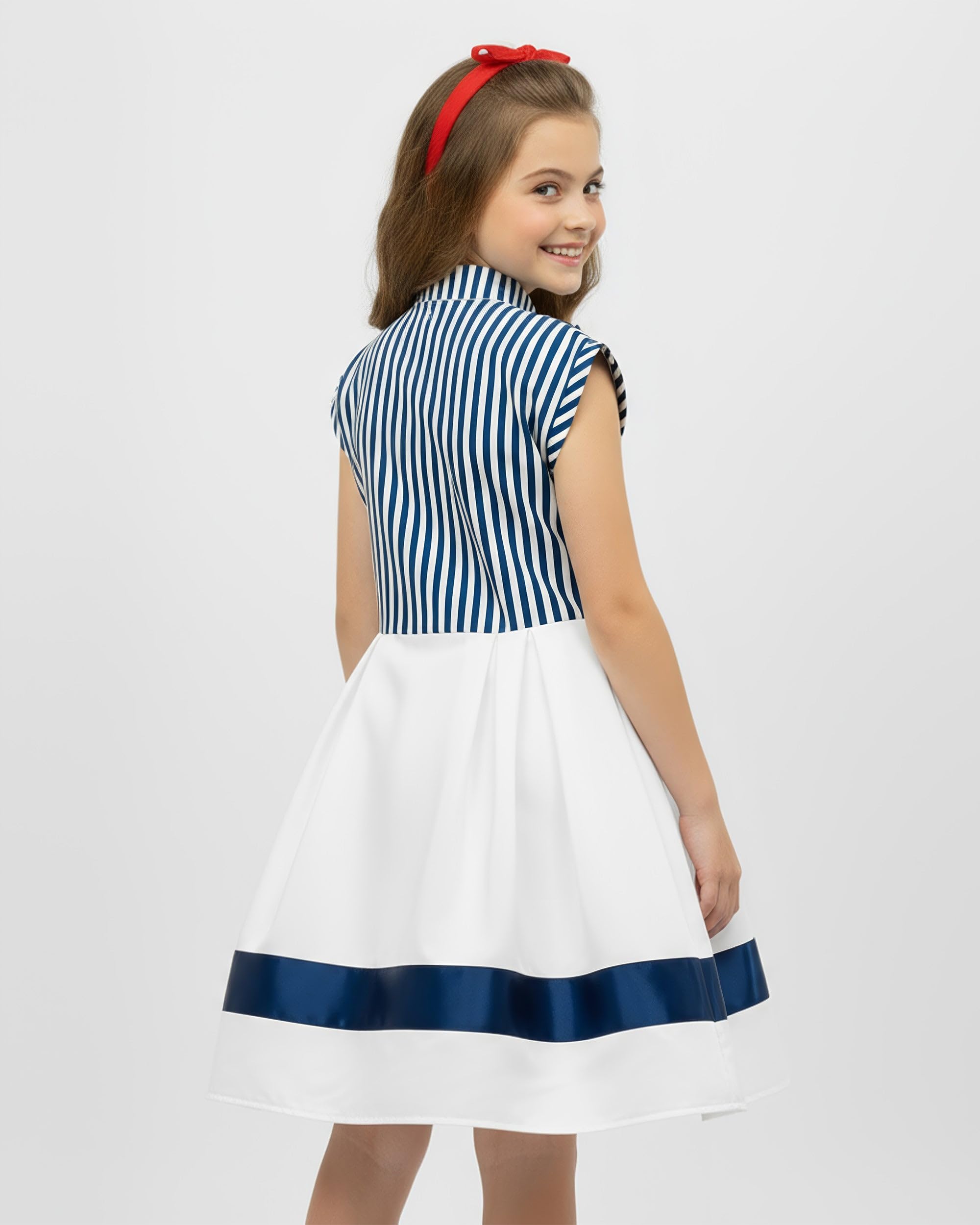 BlackButterfly Kids 'Polly' Vintage Striped Pin Up Dress - Image 5
