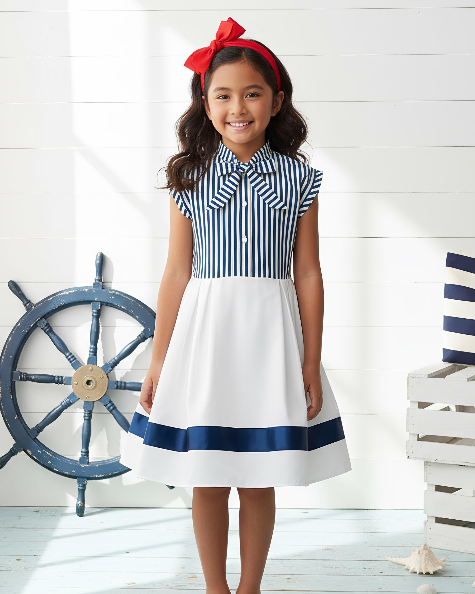 BlackButterfly Kids 'Polly' Vintage Striped Pin Up Dress - Image 6