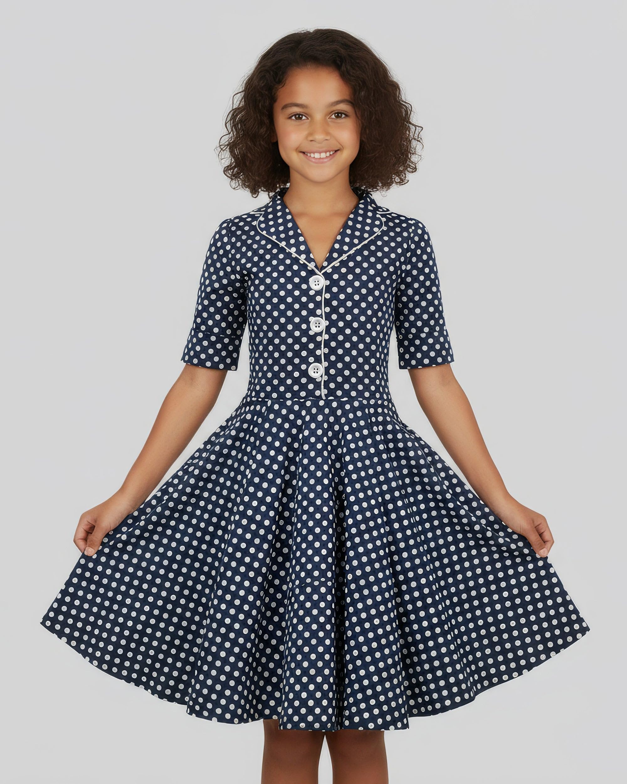 BlackButterfly Kids 'Sabrina' Vintage Polka Dot 50's Girls Dress - Image 2
