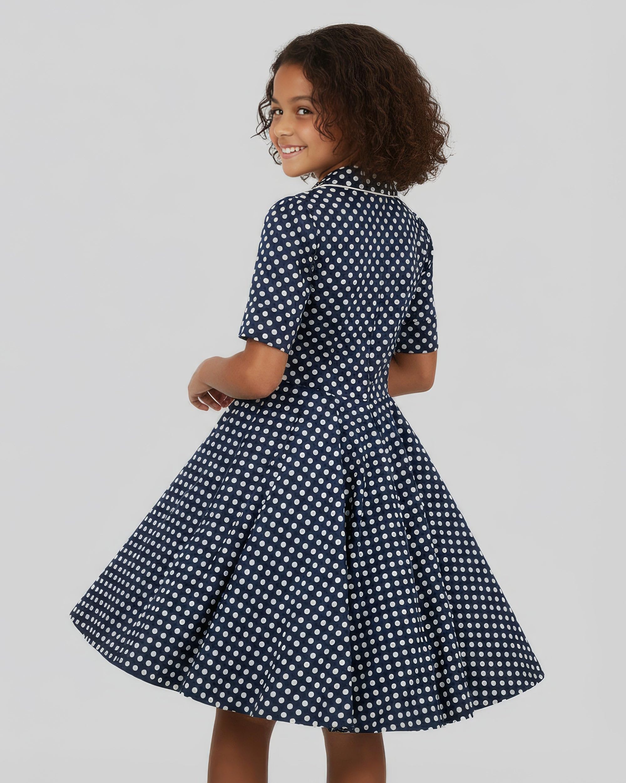 BlackButterfly Kids 'Sabrina' Vintage Polka Dot 50's Girls Dress - Image 5