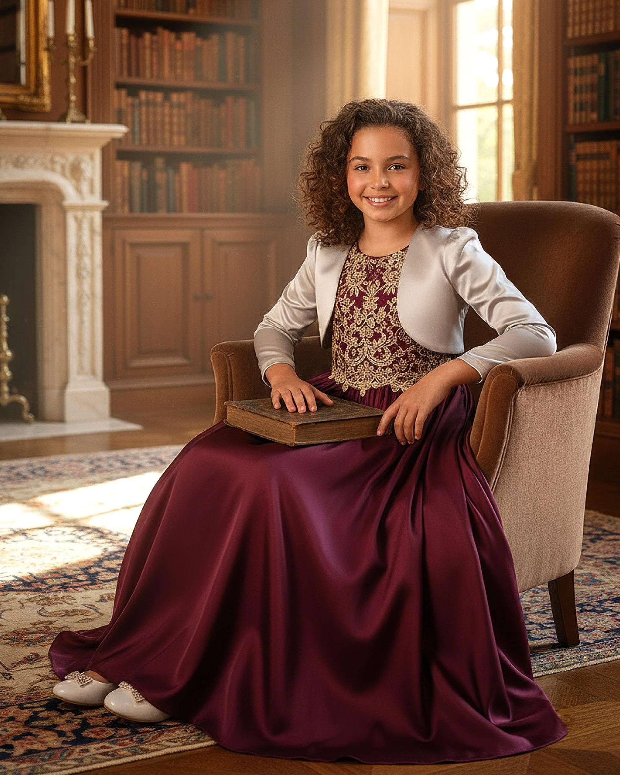 BlackButterfly Kids Satin Long Sleeve Bolero Childrens Girls Shrug - Image 5