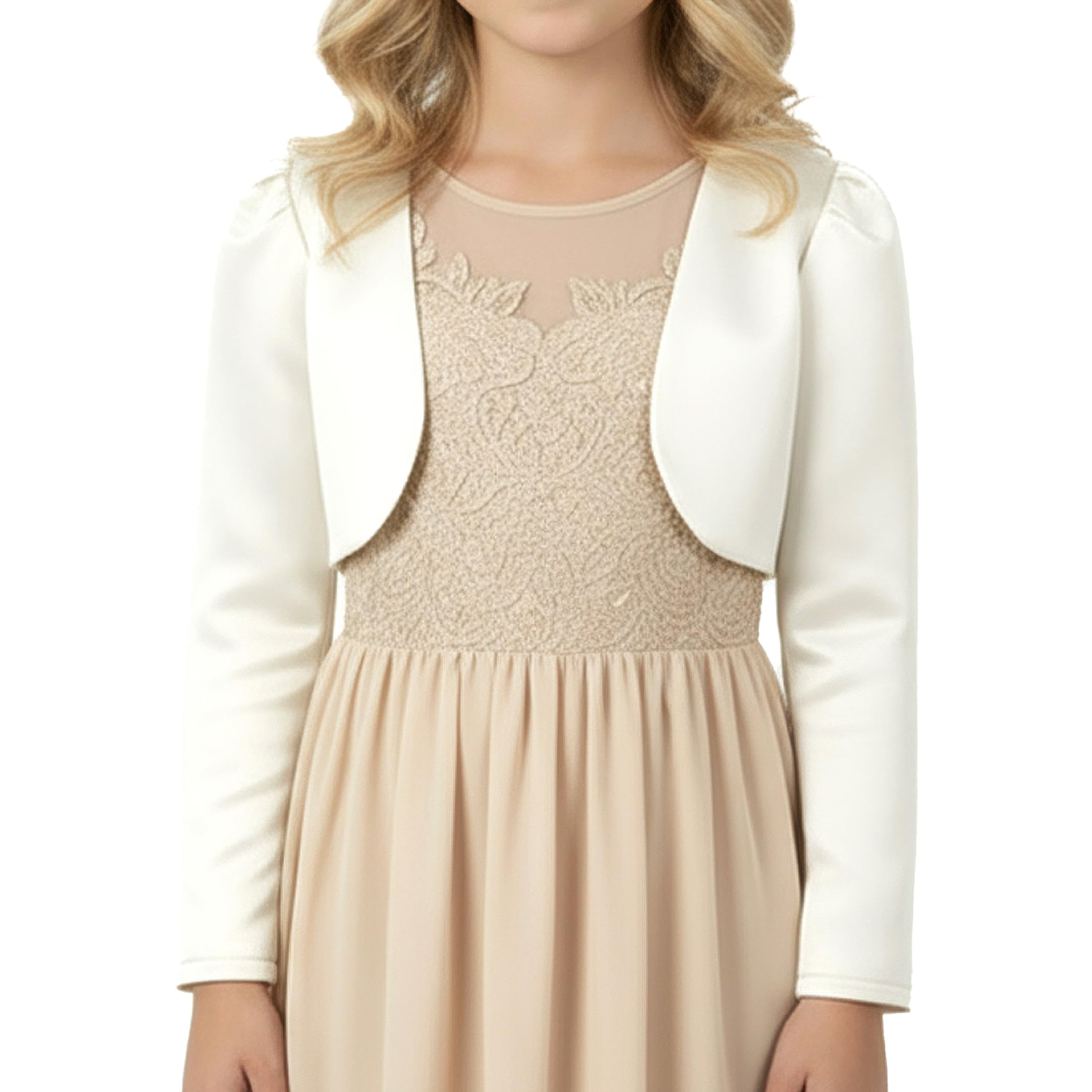 BlackButterfly Kids Satin Long Sleeve Bolero Childrens Girls Shrug