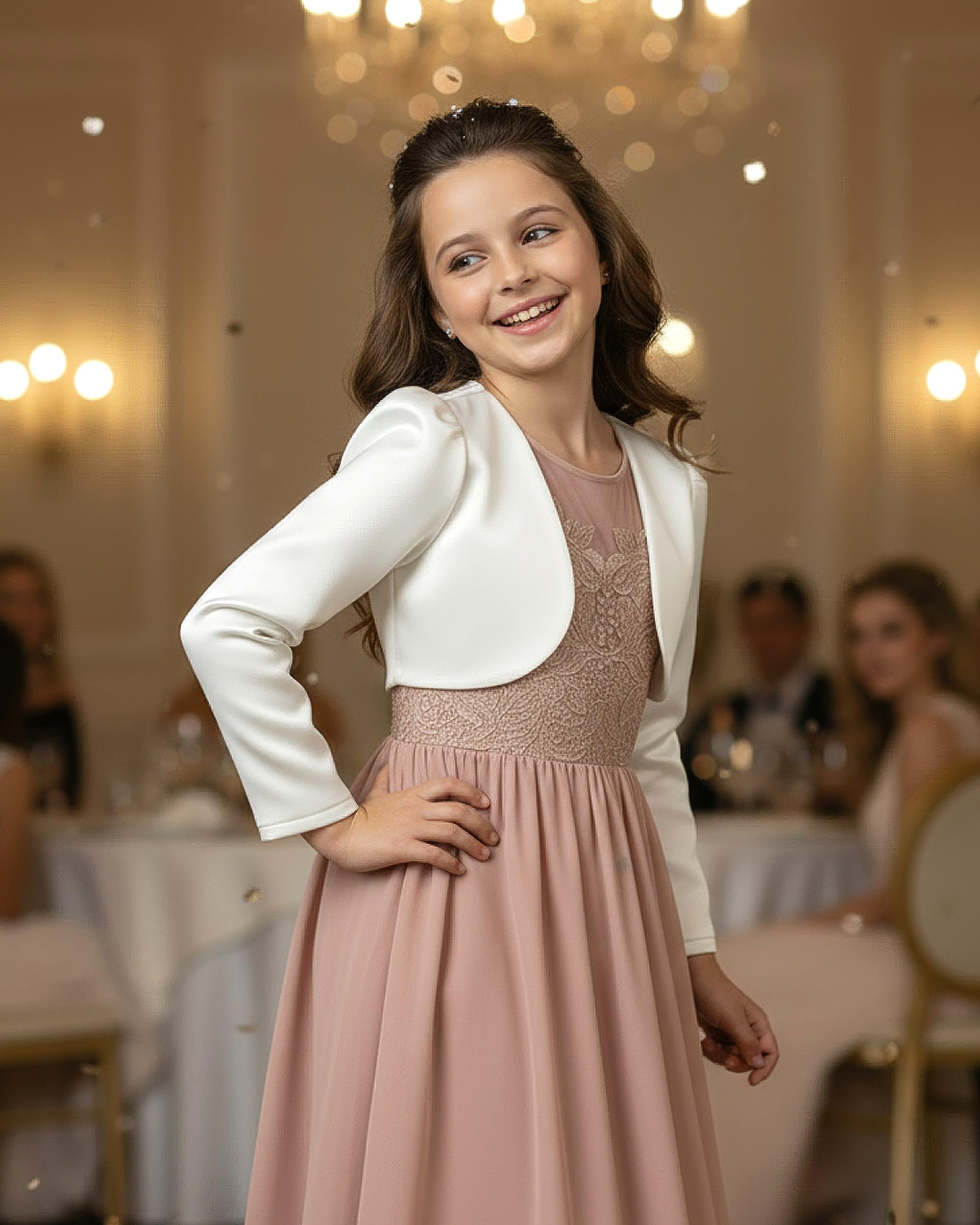 BlackButterfly Kids Satin Long Sleeve Bolero Childrens Girls Shrug - Image 6