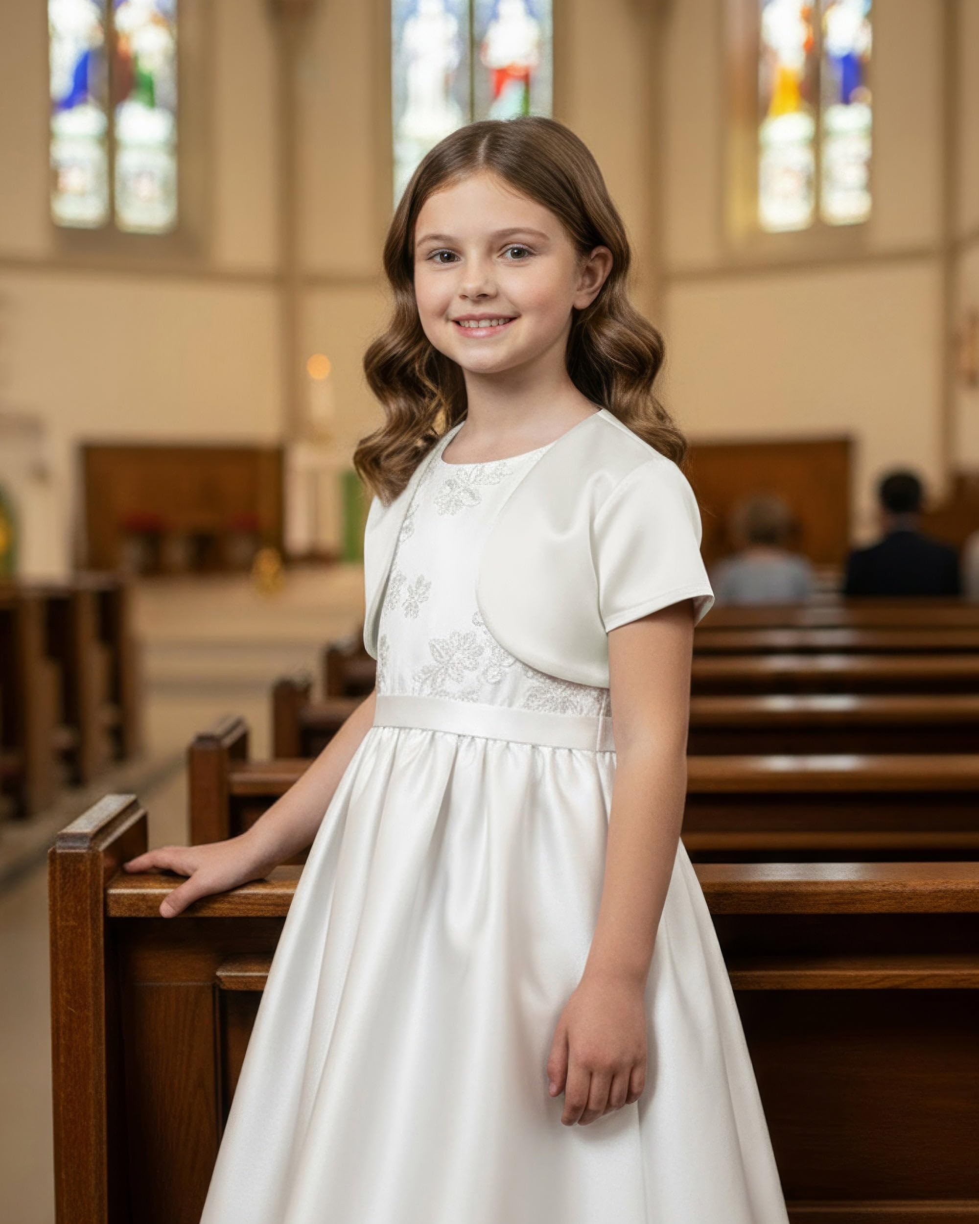 BlackButterfly Kids Satin Short Sleeve Bolero Childrens Girls Shrug - Image 5