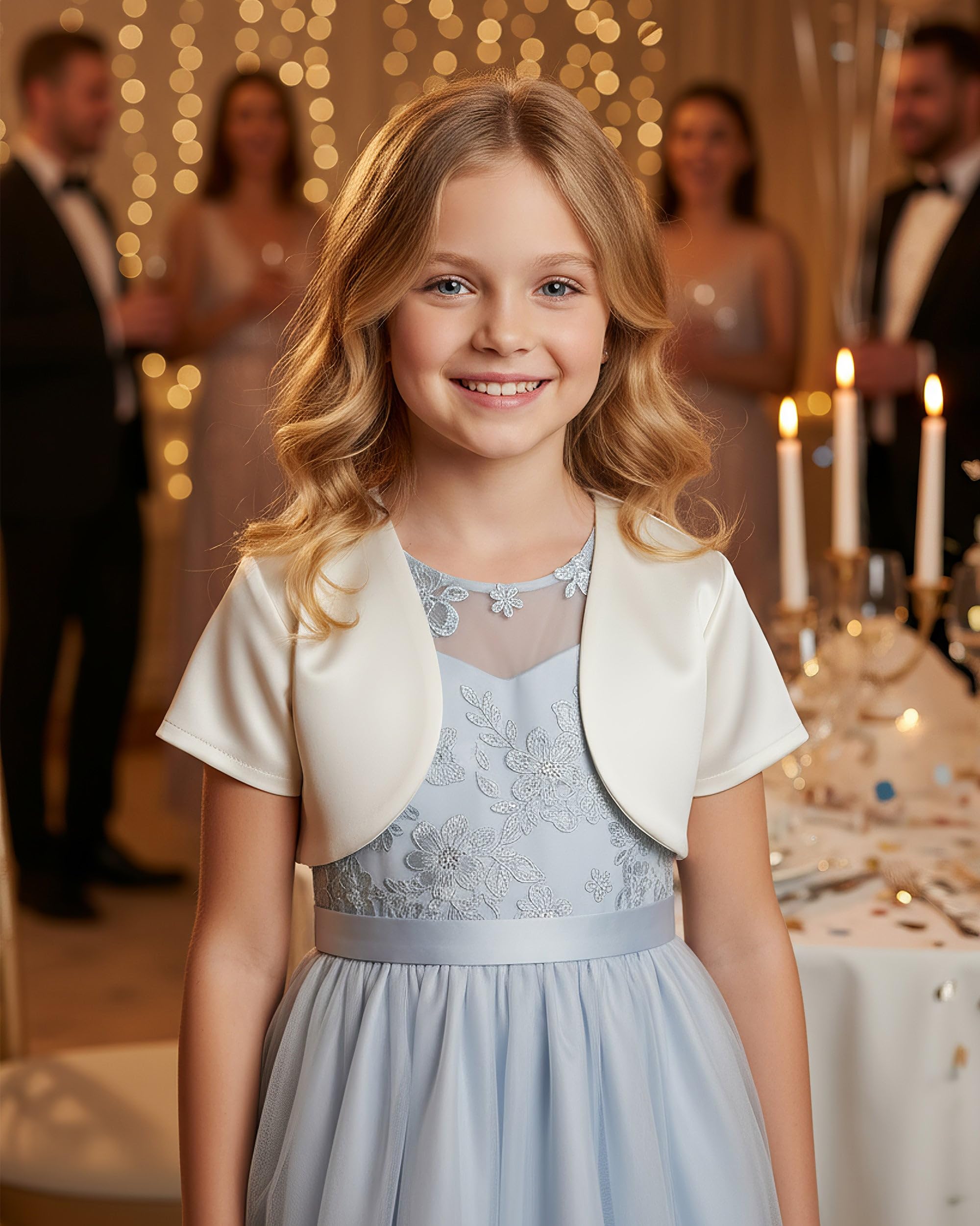 BlackButterfly Kids Satin Short Sleeve Bolero Childrens Girls Shrug - Image 6