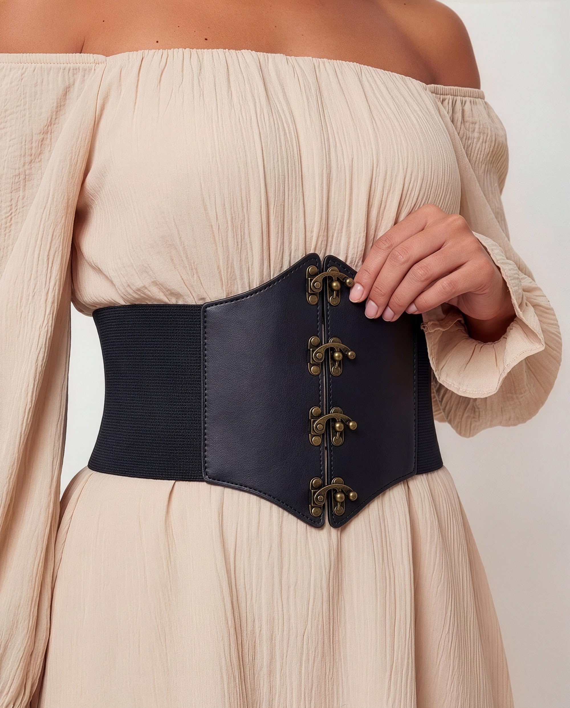 BlackButterfly Pirate Cosplay Elastic Halloween Waist Rivets Waspie Corset Belt - Image 4