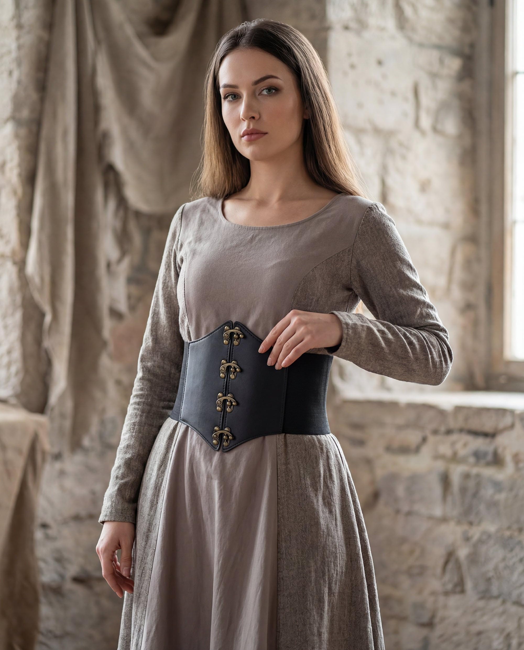 BlackButterfly Pirate Cosplay Elastic Halloween Waist Rivets Waspie Corset Belt - Image 6