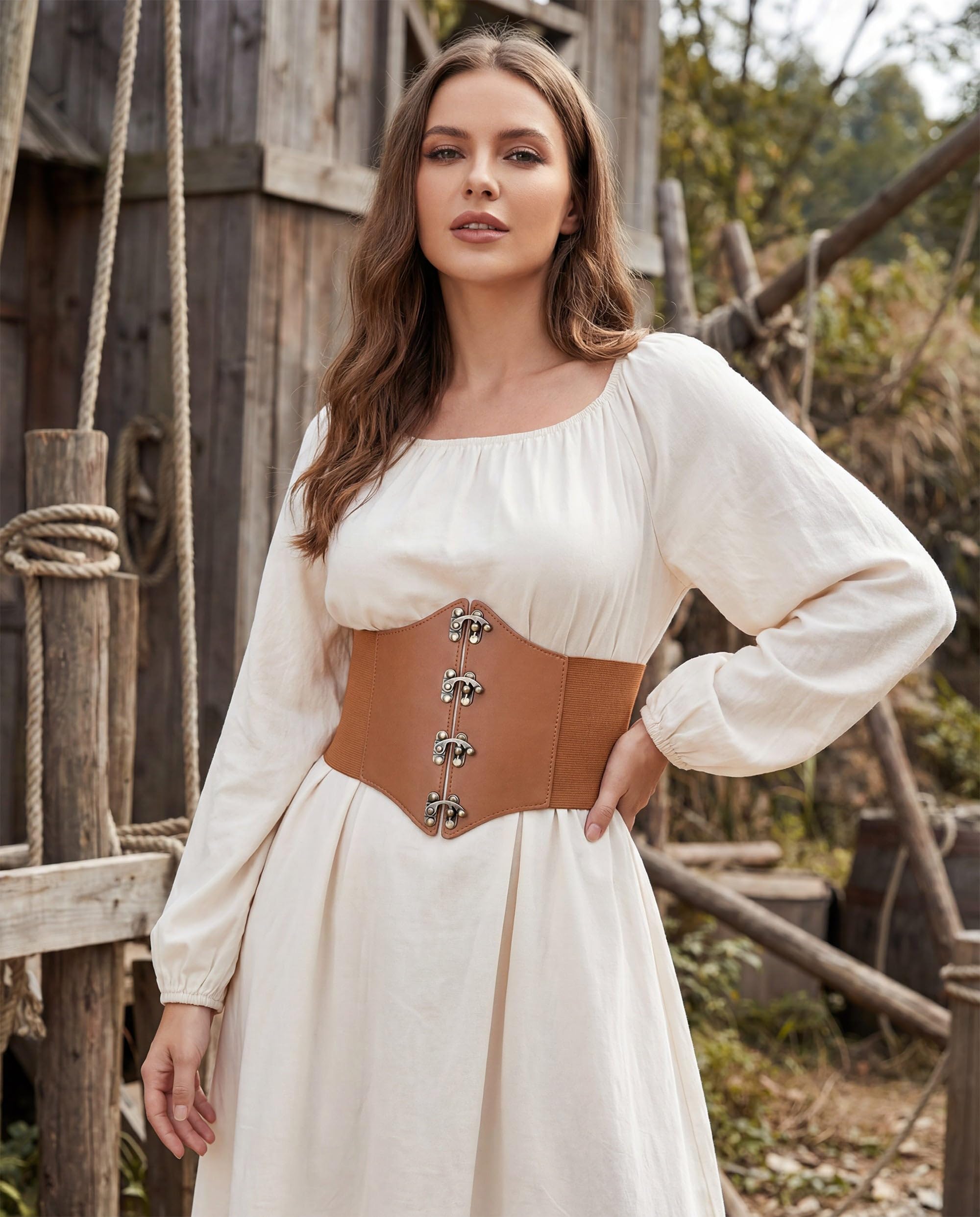 BlackButterfly Pirate Cosplay Elastic Halloween Waist Rivets Waspie Corset Belt - Image 5