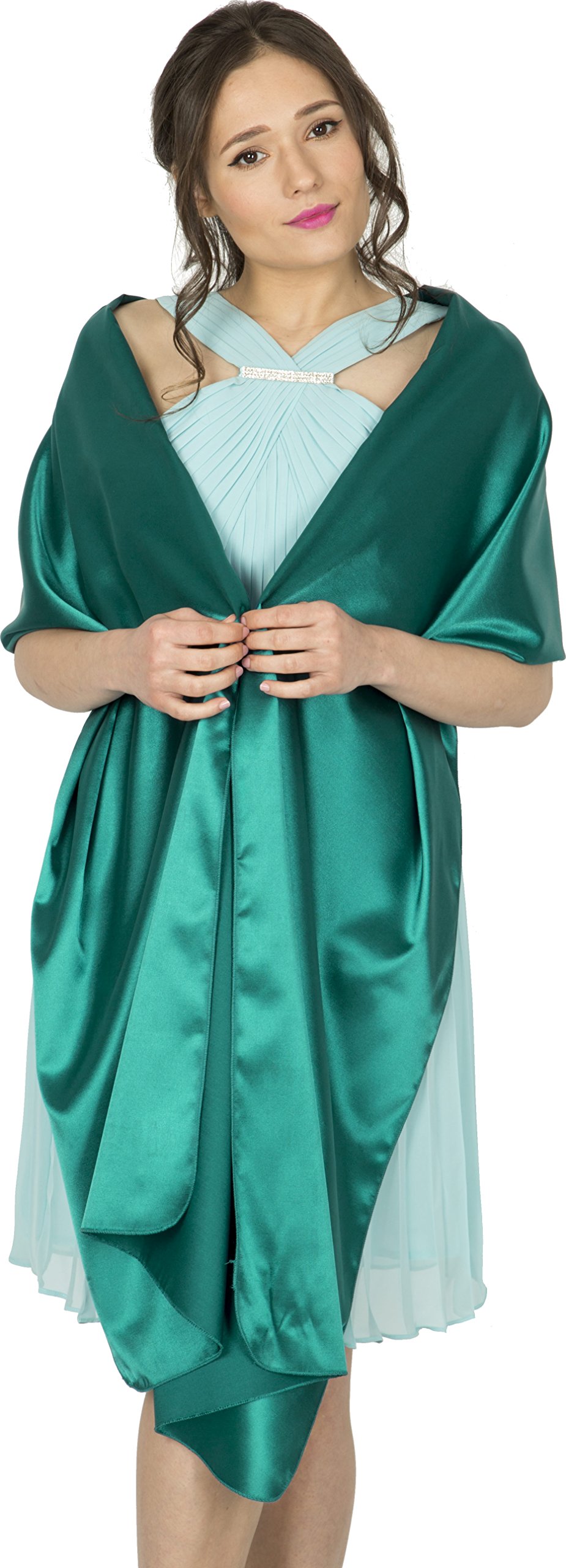 BlackButterfly Satin Shawl Bridesmaid Wedding Wrap Scarf - Image 4