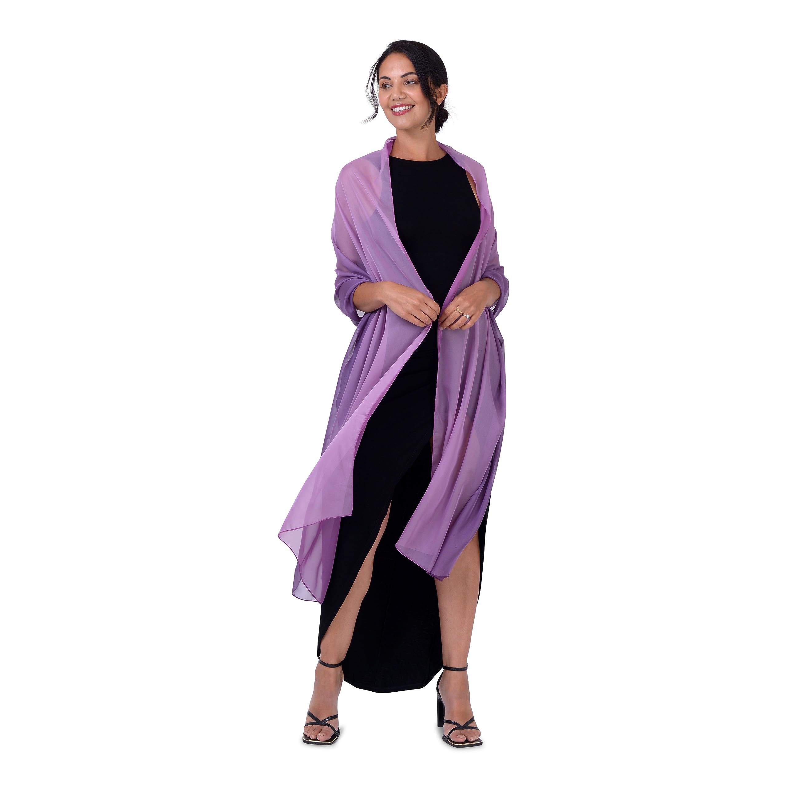 BlackButterfly Satin Silky Bridal Wedding Party Evening Shawl Pashmina Wrap - Image 3
