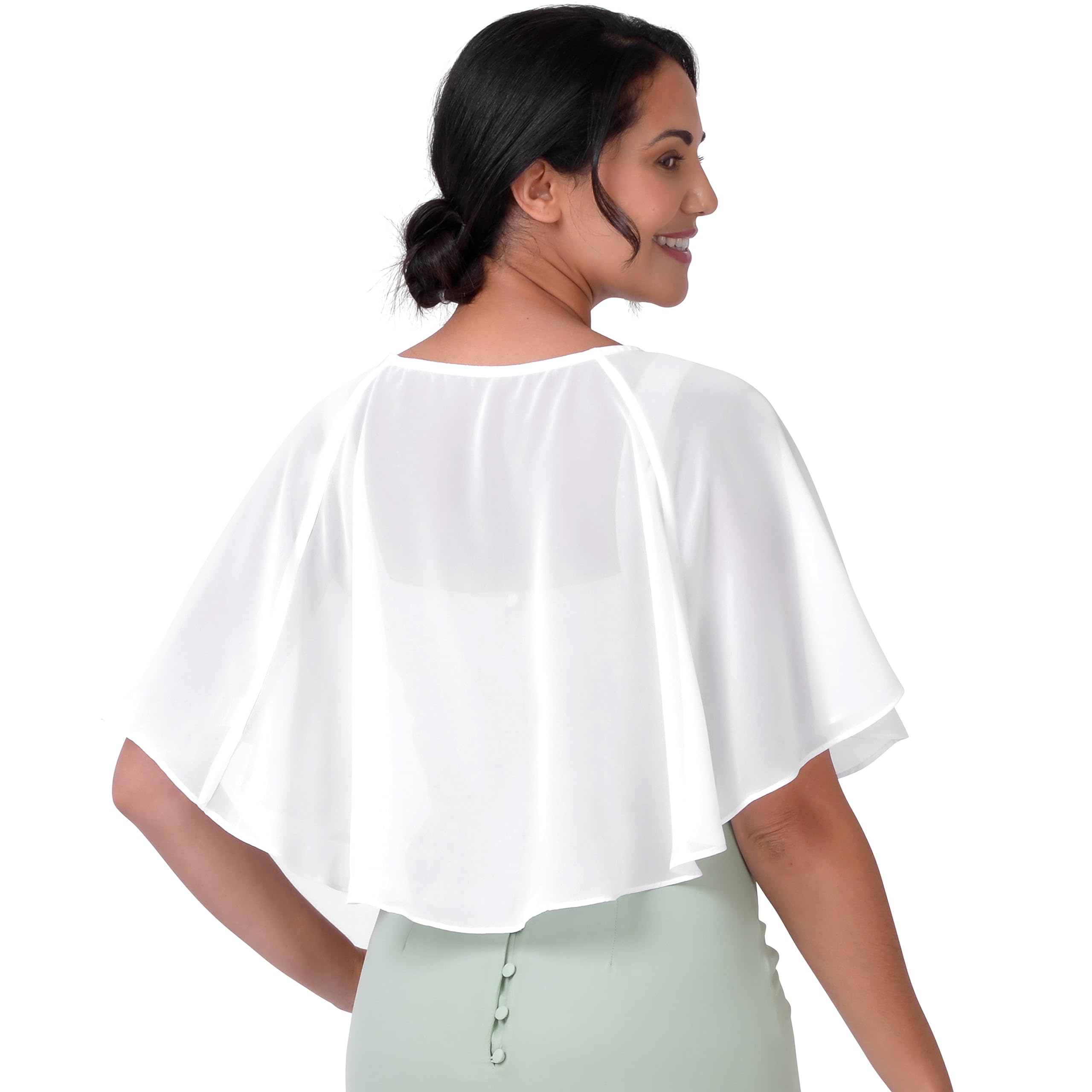 BlackButterfly Soft Wedding Wrap Evening Sheer Chiffon Cover Up Cape Shawl - Image 3