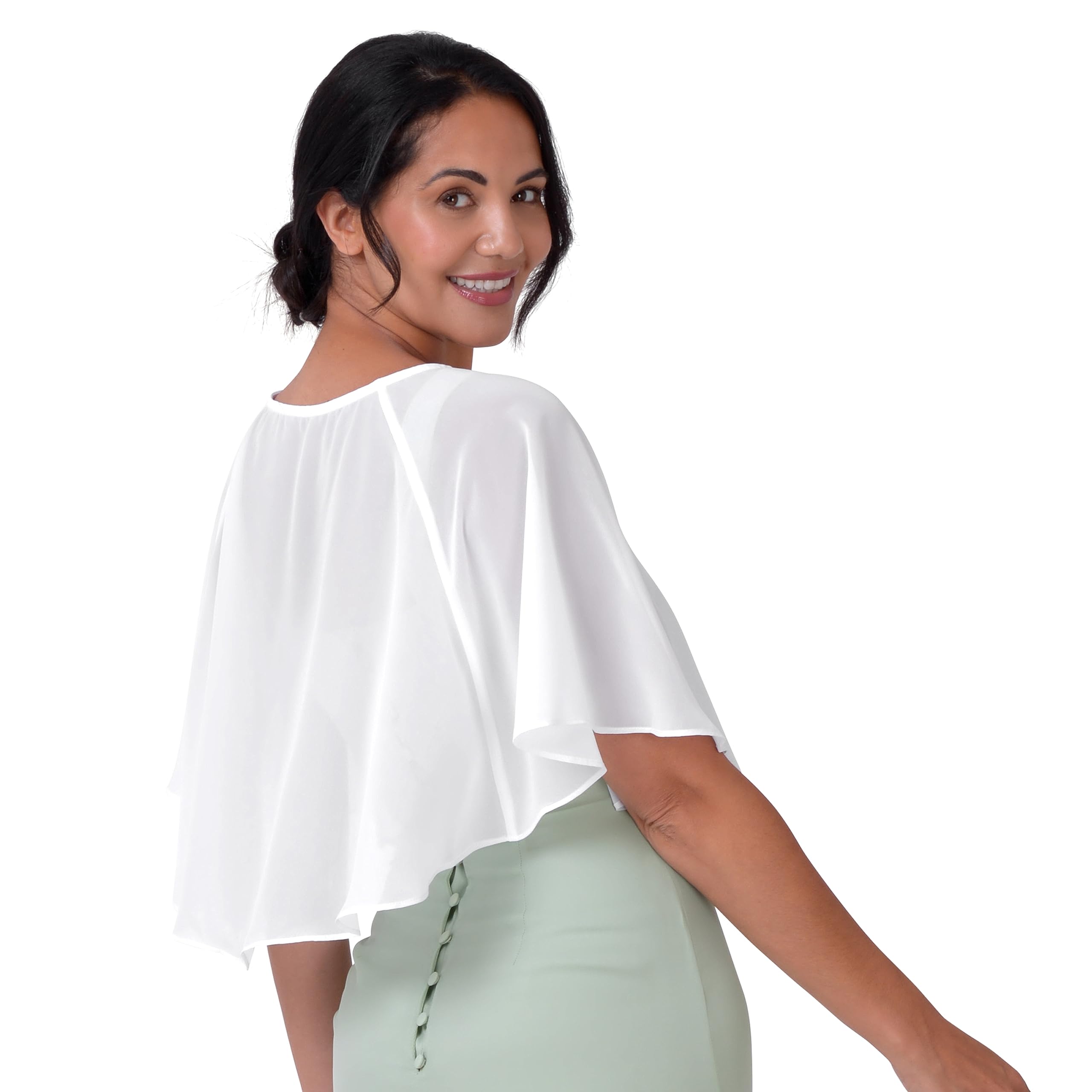 BlackButterfly Soft Wedding Wrap Evening Sheer Chiffon Cover Up Cape Shawl - Image 4