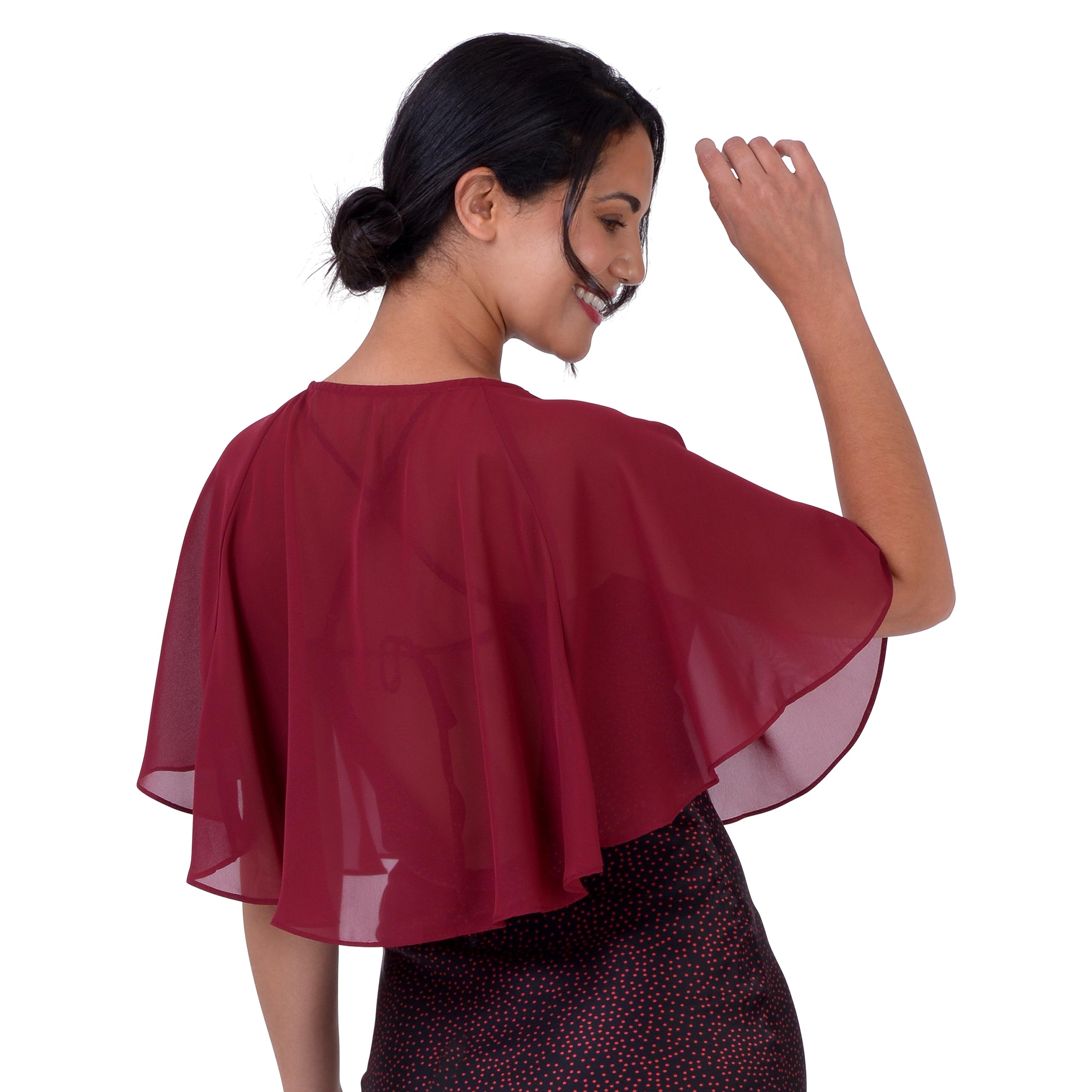 BlackButterfly Soft Wedding Wrap Evening Sheer Chiffon Cover Up Cape Shawl - Image 3