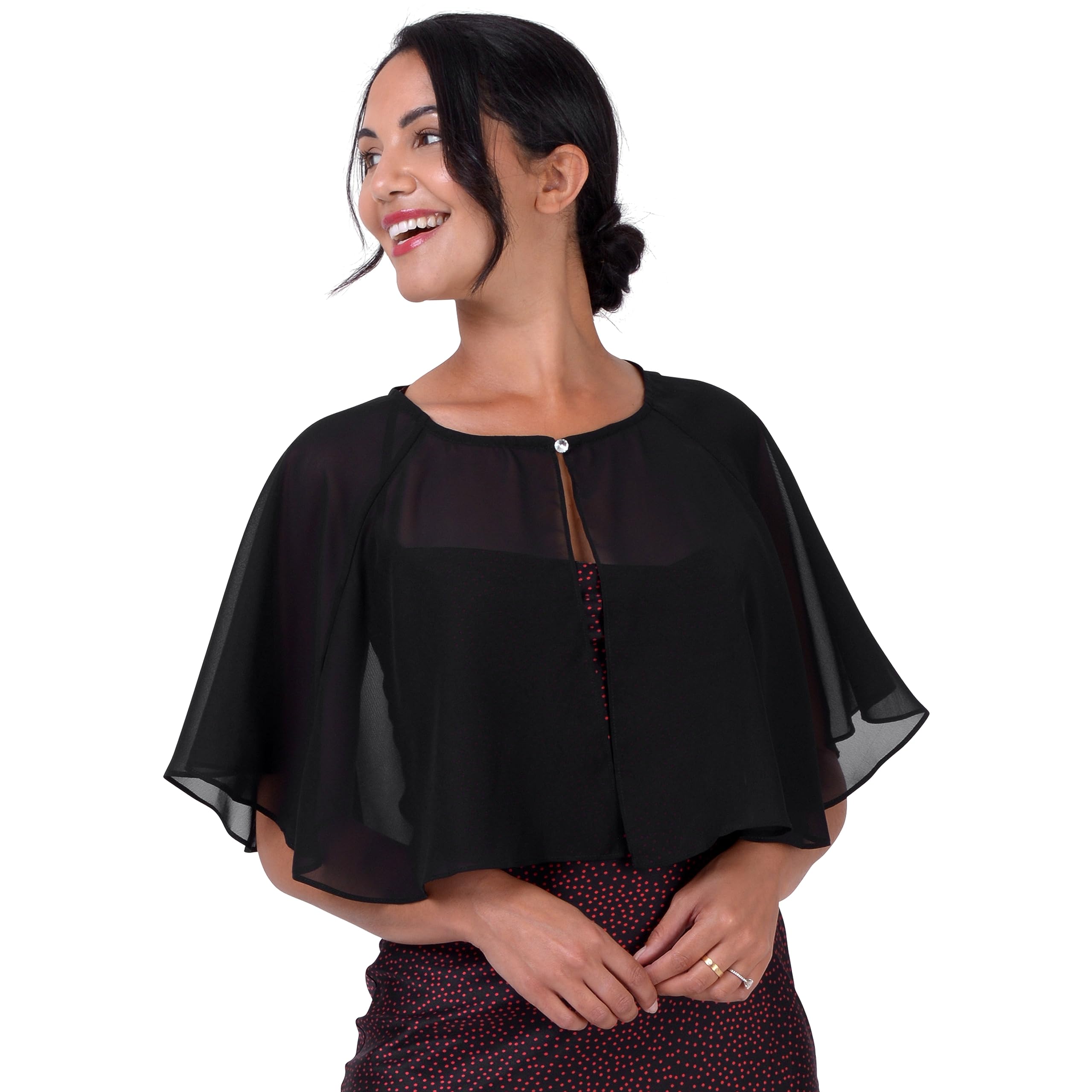 BlackButterfly Soft Wedding Wrap Evening Sheer Chiffon Cover Up Cape Shawl