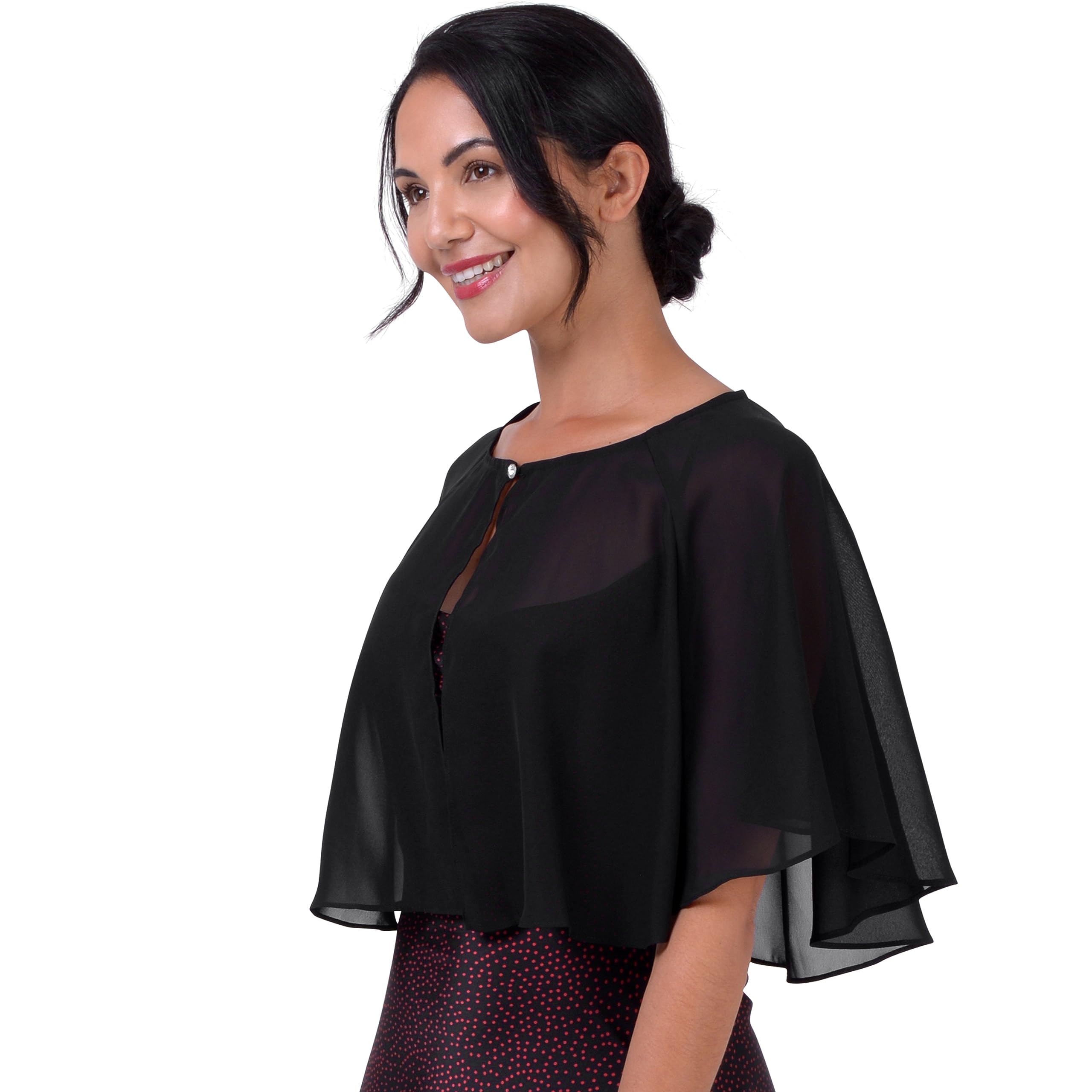 BlackButterfly Soft Wedding Wrap Evening Sheer Chiffon Cover Up Cape Shawl - Image 2