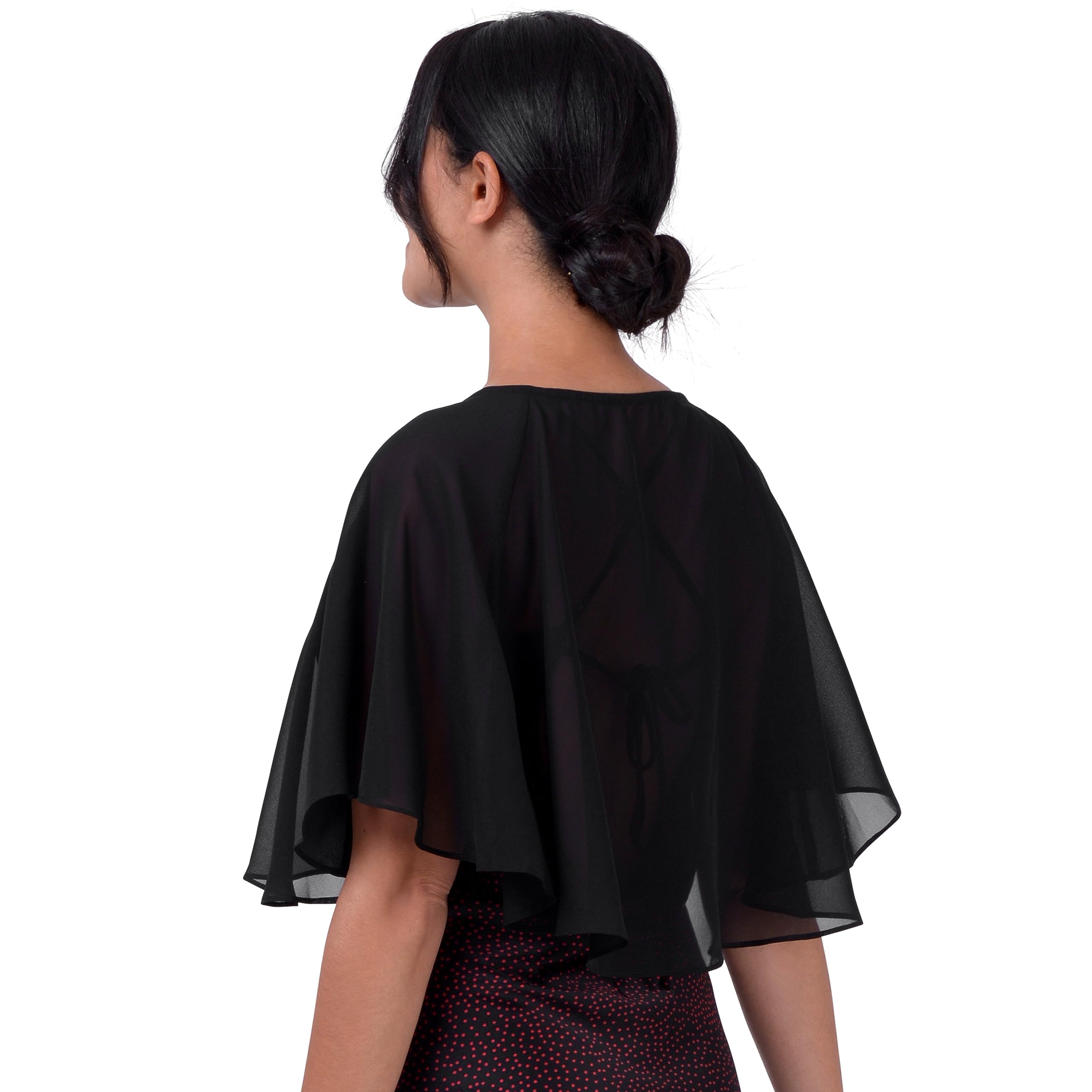 BlackButterfly Soft Wedding Wrap Evening Sheer Chiffon Cover Up Cape Shawl - Image 3