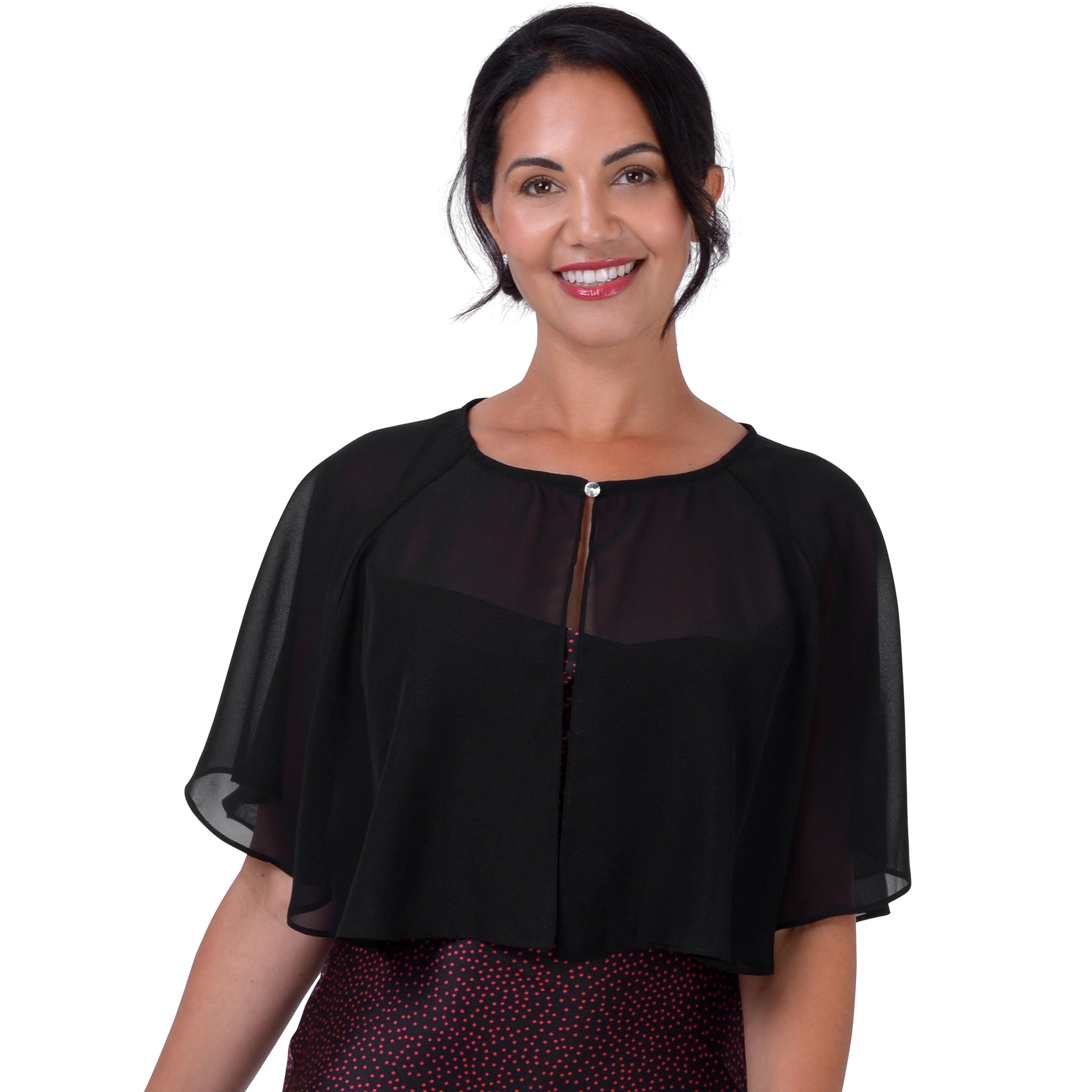 BlackButterfly Soft Wedding Wrap Evening Sheer Chiffon Cover Up Cape Shawl - Image 4