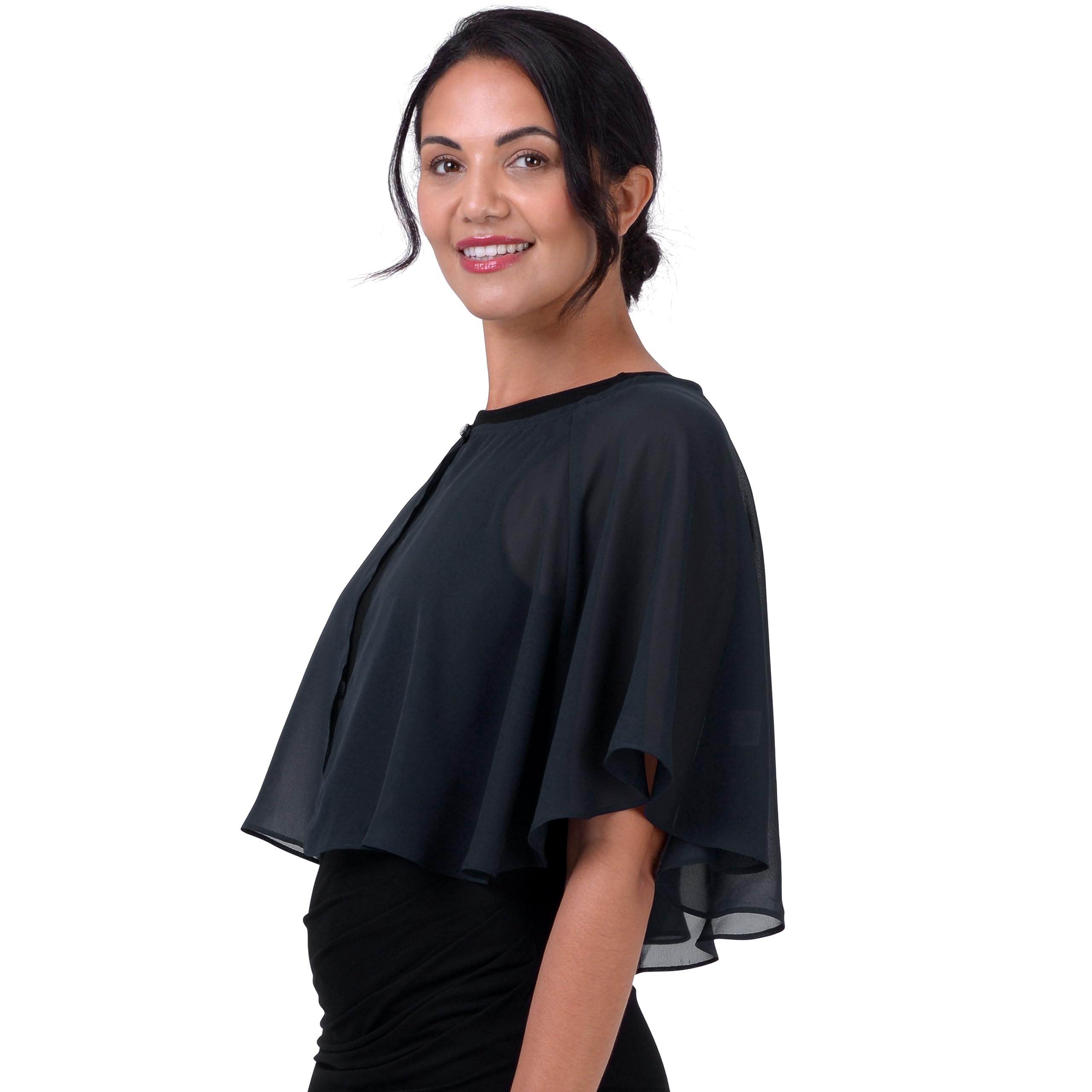 BlackButterfly Soft Wedding Wrap Evening Sheer Chiffon Cover Up Cape Shawl - Image 3