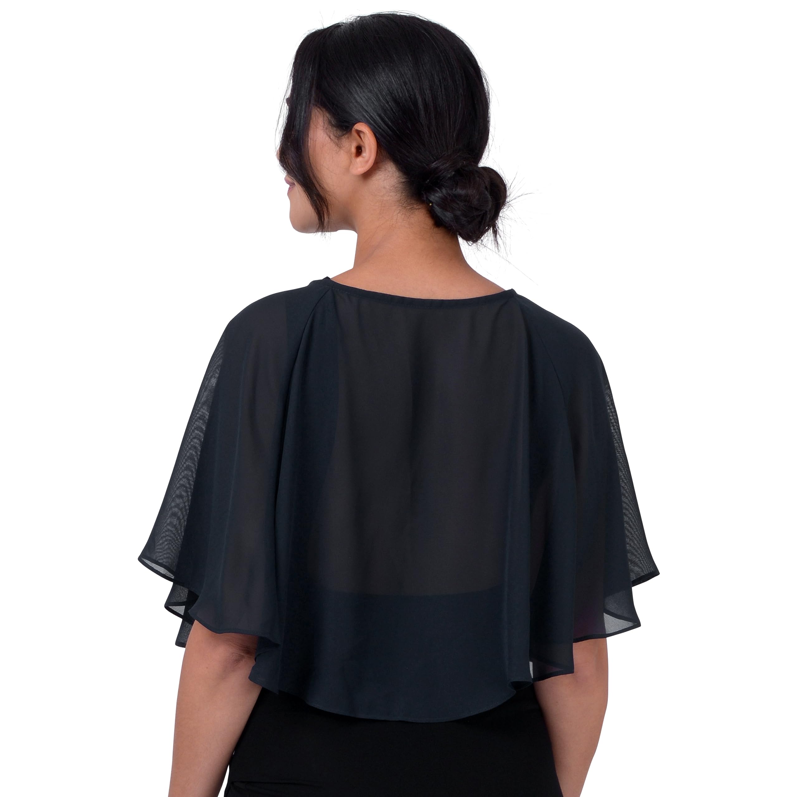 BlackButterfly Soft Wedding Wrap Evening Sheer Chiffon Cover Up Cape Shawl - Image 4