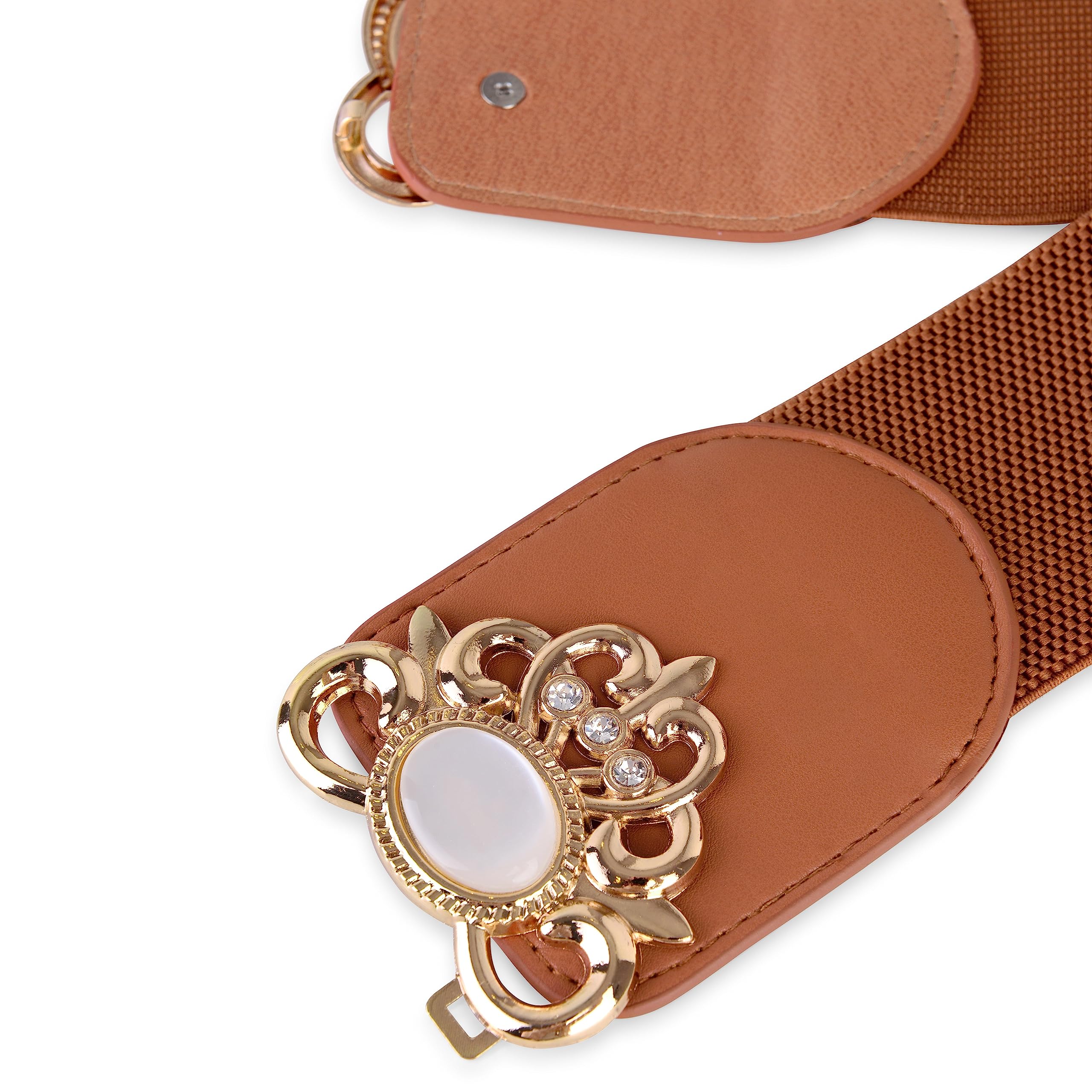 BlackButterfly Stretchy Vintage Wide Waspie Elastic Pearl Buckle Waist Belt - Image 4