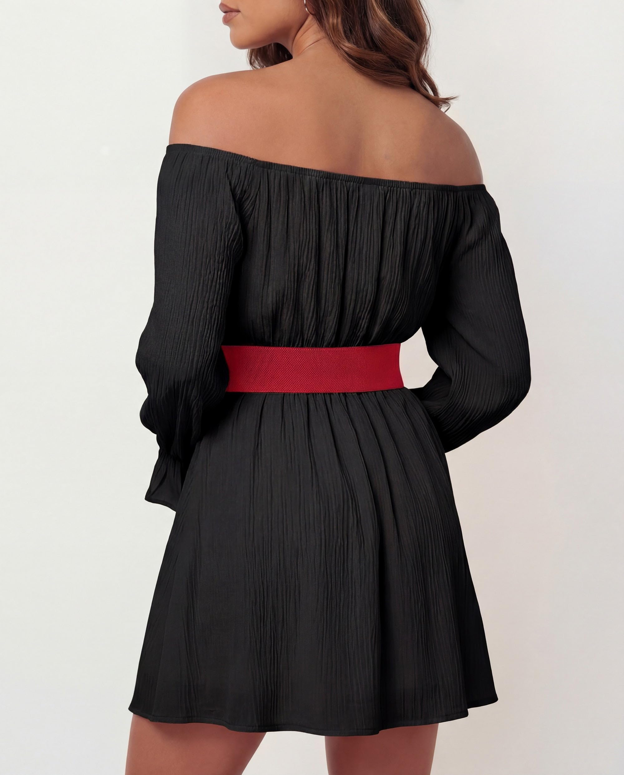 BlackButterfly Wide Elastic Cinch Stretch Waistband Retro Gold Heart Buckle Waist Belt - Image 3