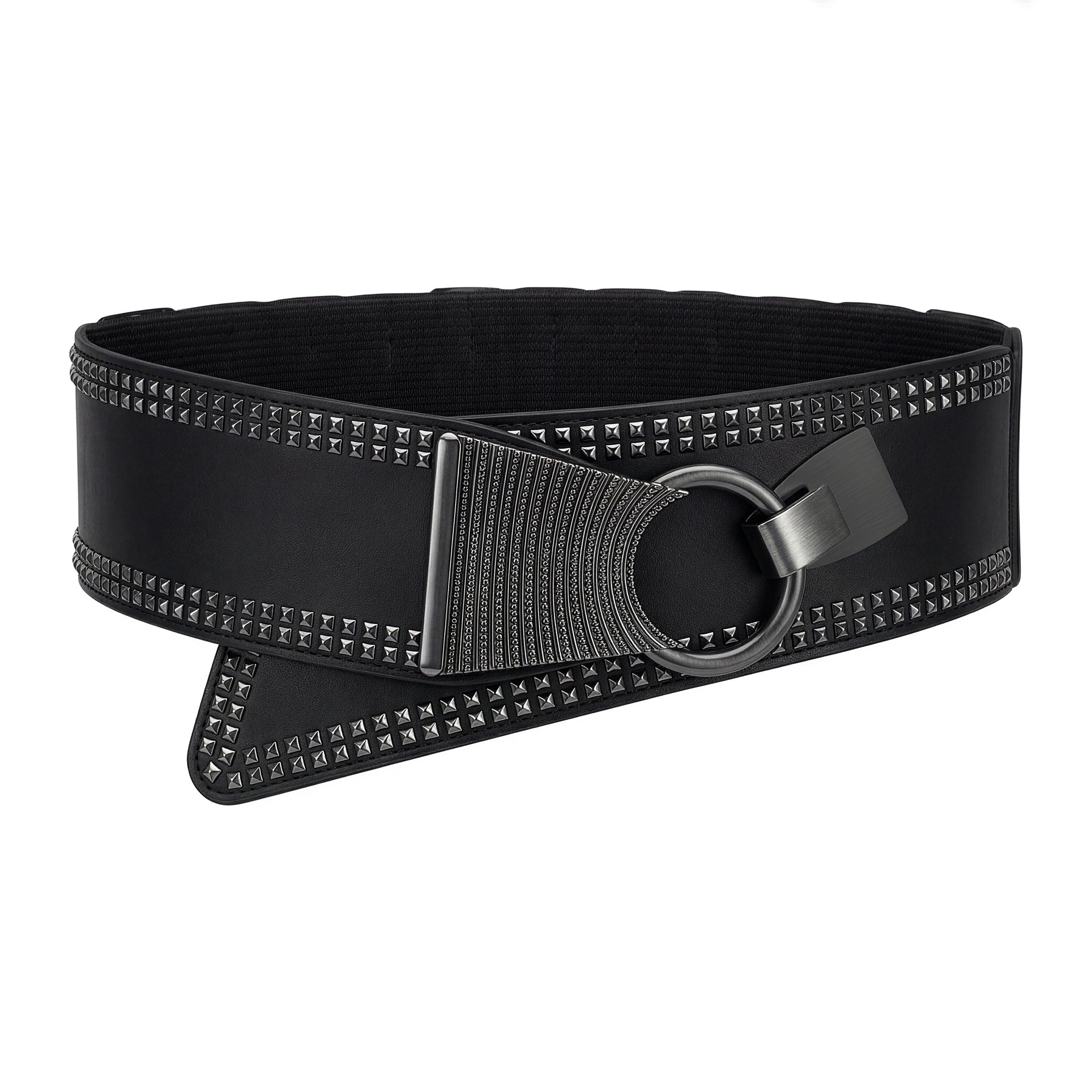BlackButterfly Wide Elastic Stretch Retro Metal Interlock Buckle Belt