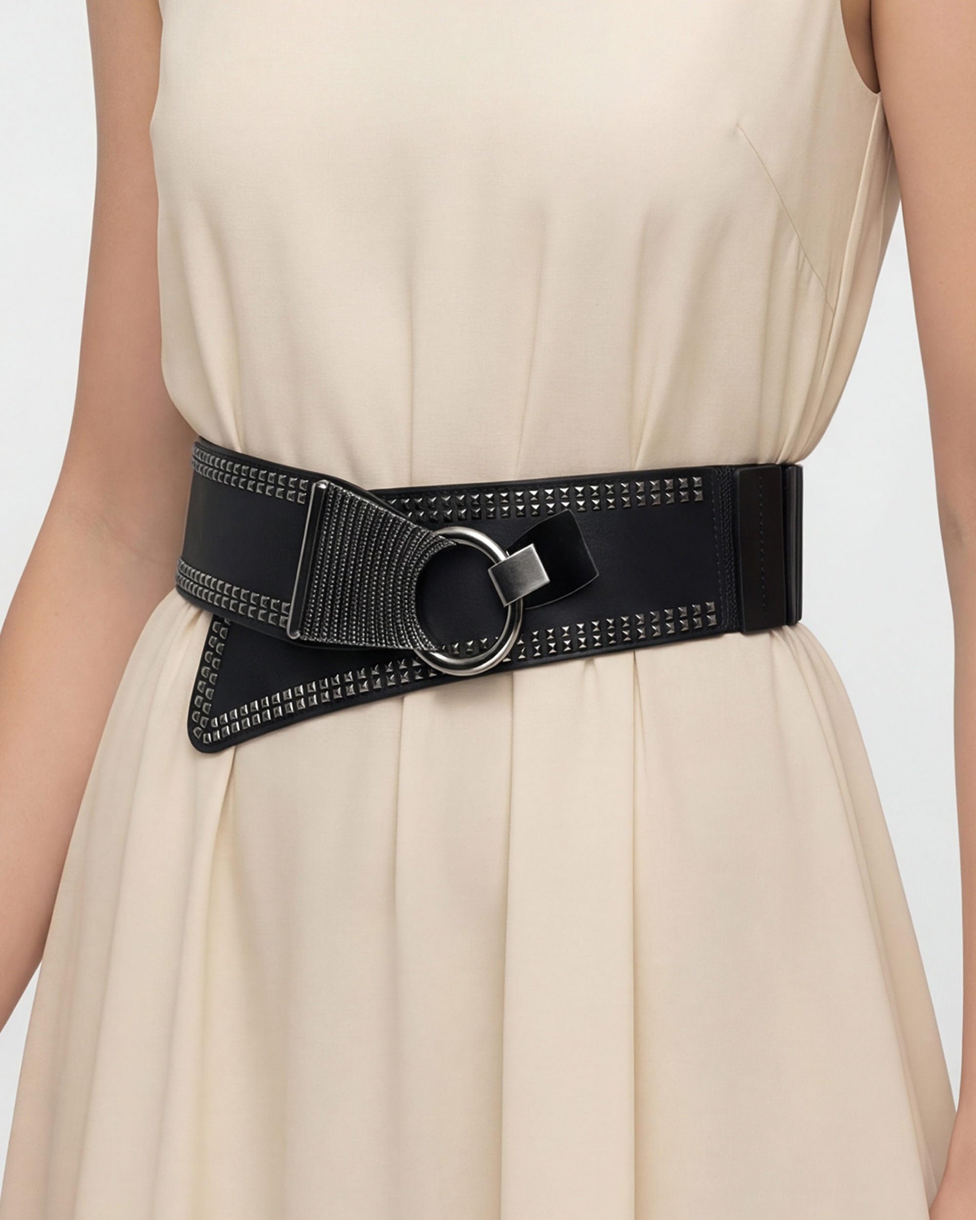 BlackButterfly Wide Elastic Stretch Retro Metal Interlock Buckle Belt - Image 2