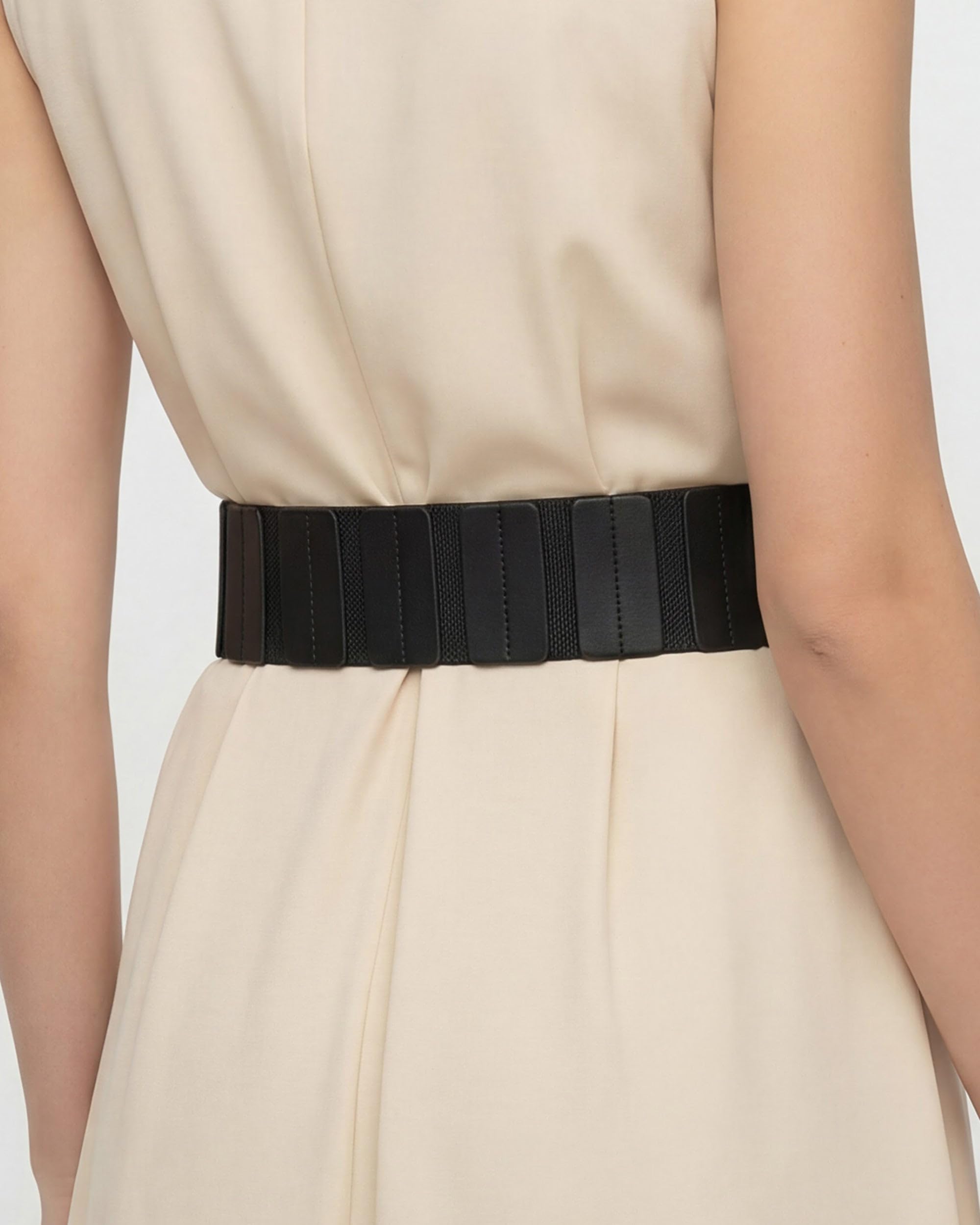 BlackButterfly Wide Elastic Stretch Retro Metal Interlock Buckle Belt - Image 3