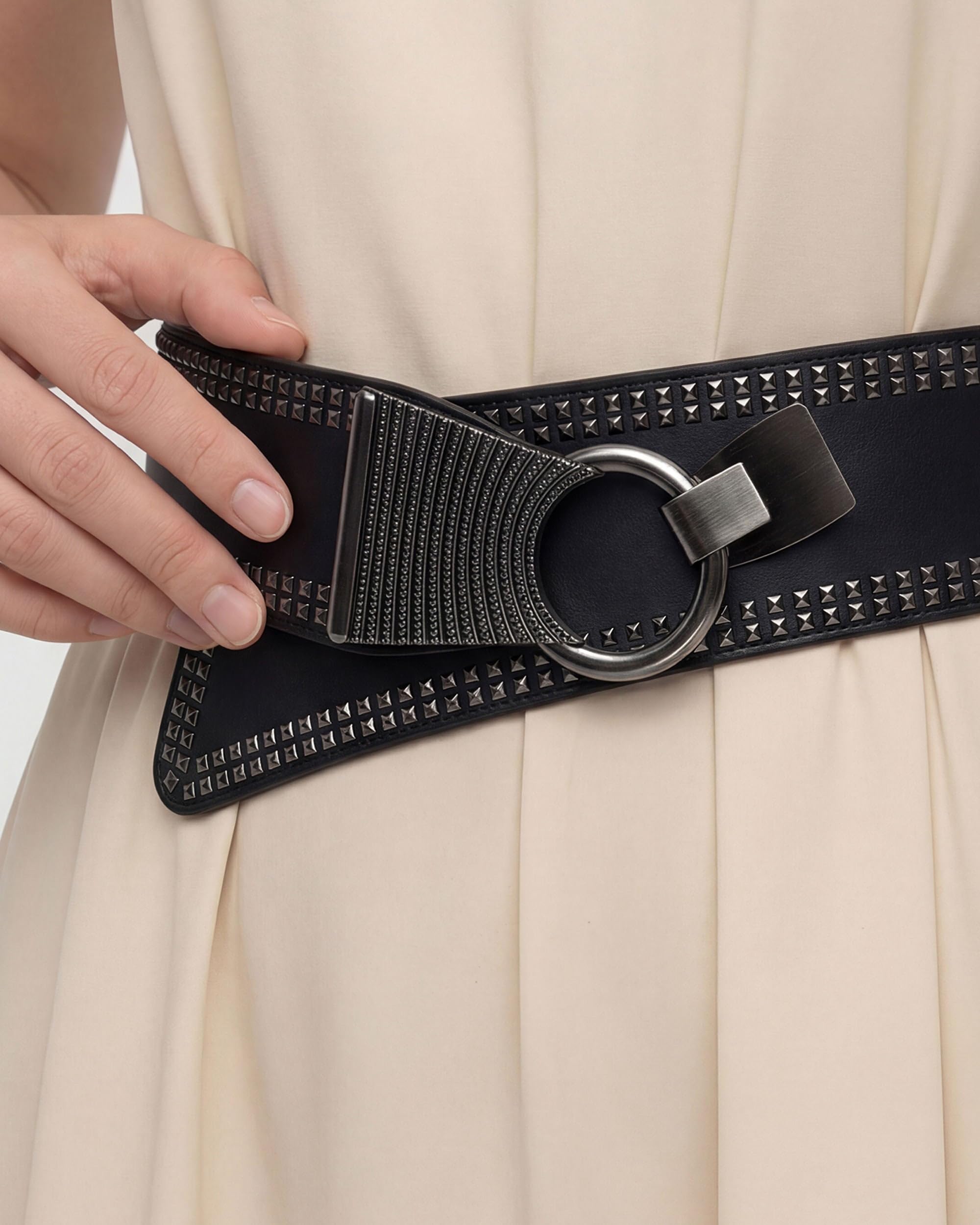 BlackButterfly Wide Elastic Stretch Retro Metal Interlock Buckle Belt - Image 4