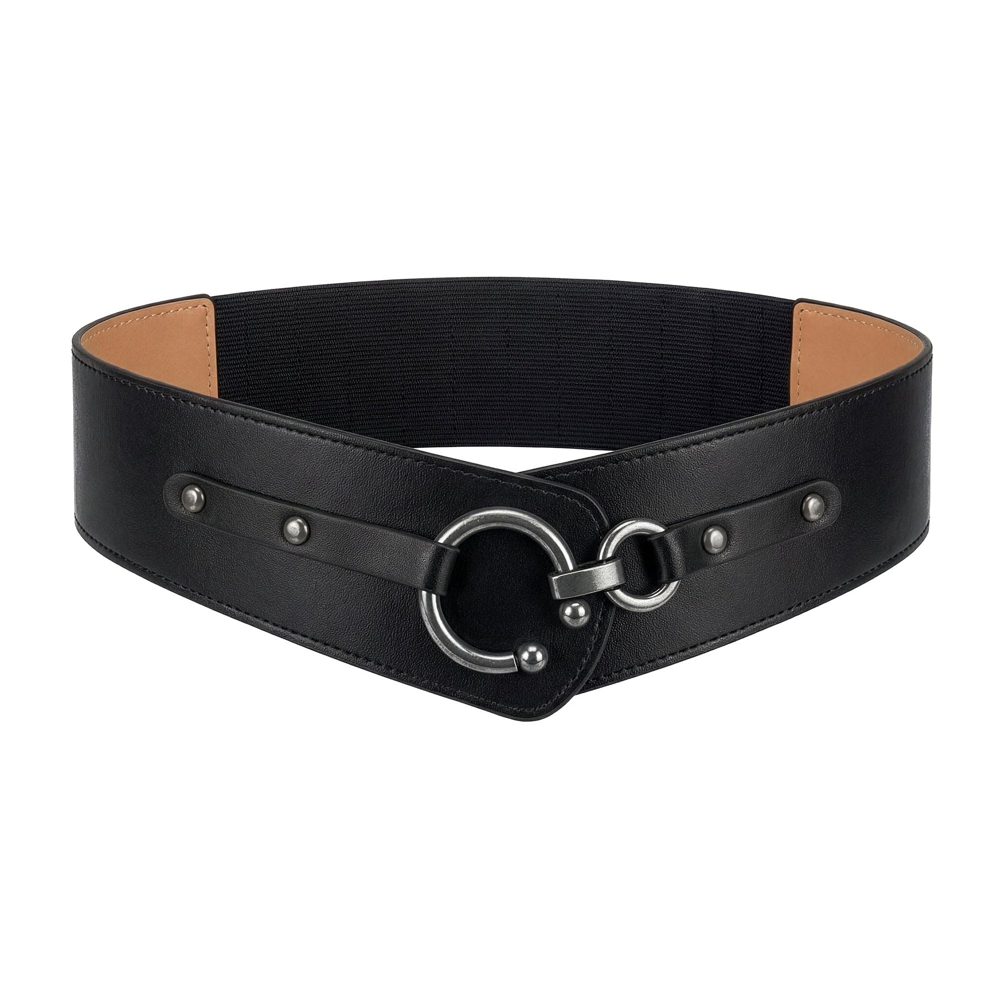 BlackButterfly Wide Elastic Stretch Retro Metal Interlock Buckle Belt