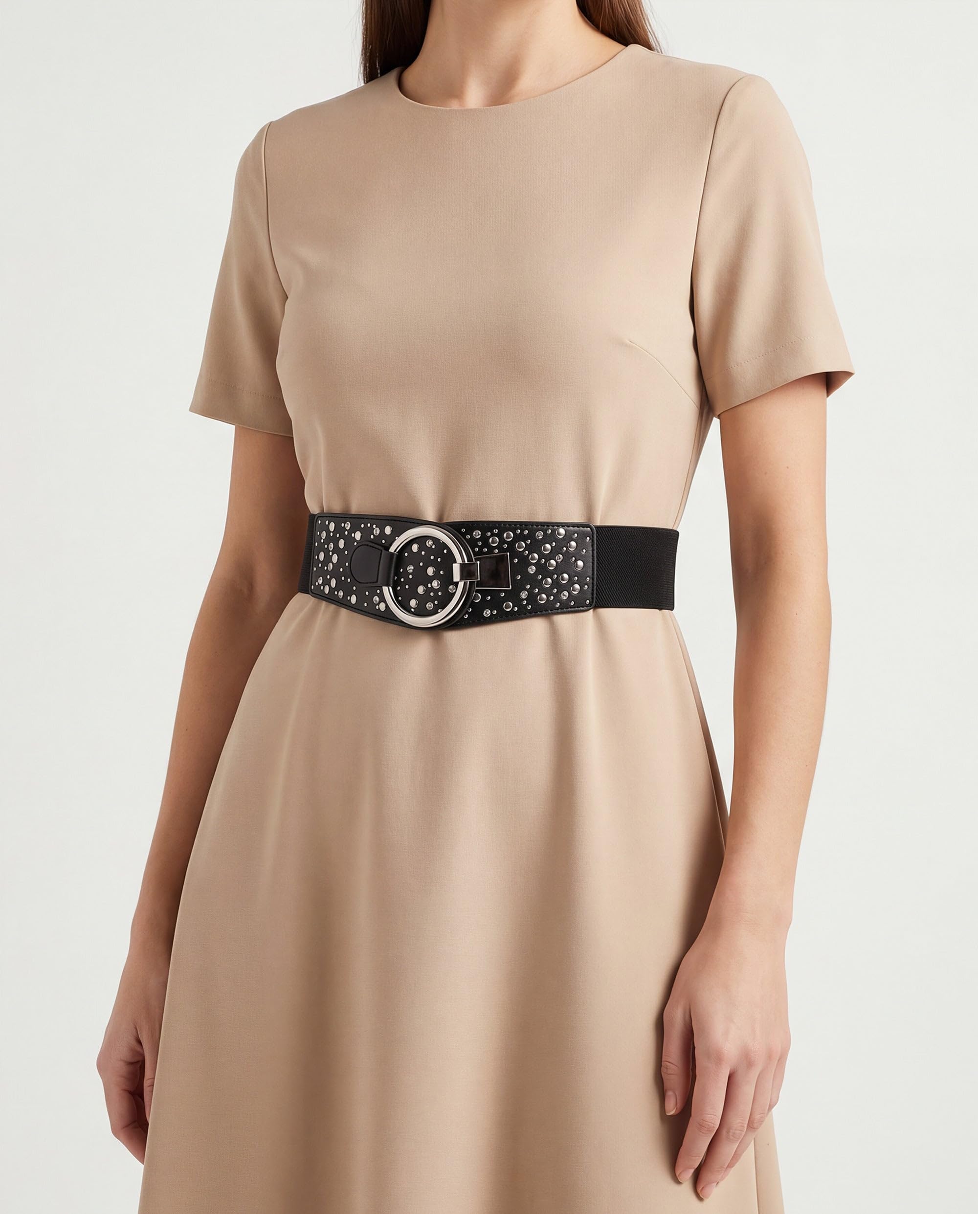 BlackButterfly Wide Elastic Stretch Retro Metal Interlock Buckle Belt - Image 2