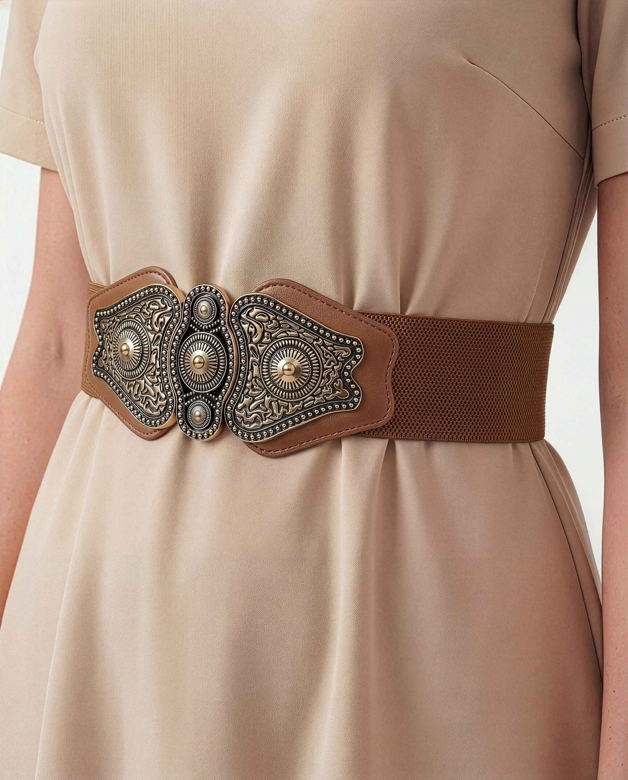 BlackButterfly Wide Elastic Stretch Vintage Antique Retro Buckle Belt - Image 4