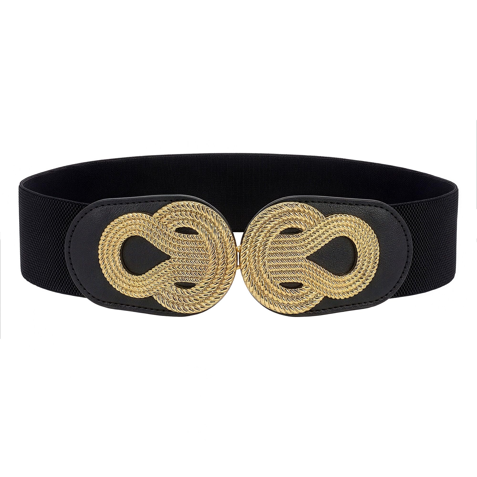 BlackButterfly Wide Elastic Vintage Cinch Retro Metal Interlock Buckle Belt