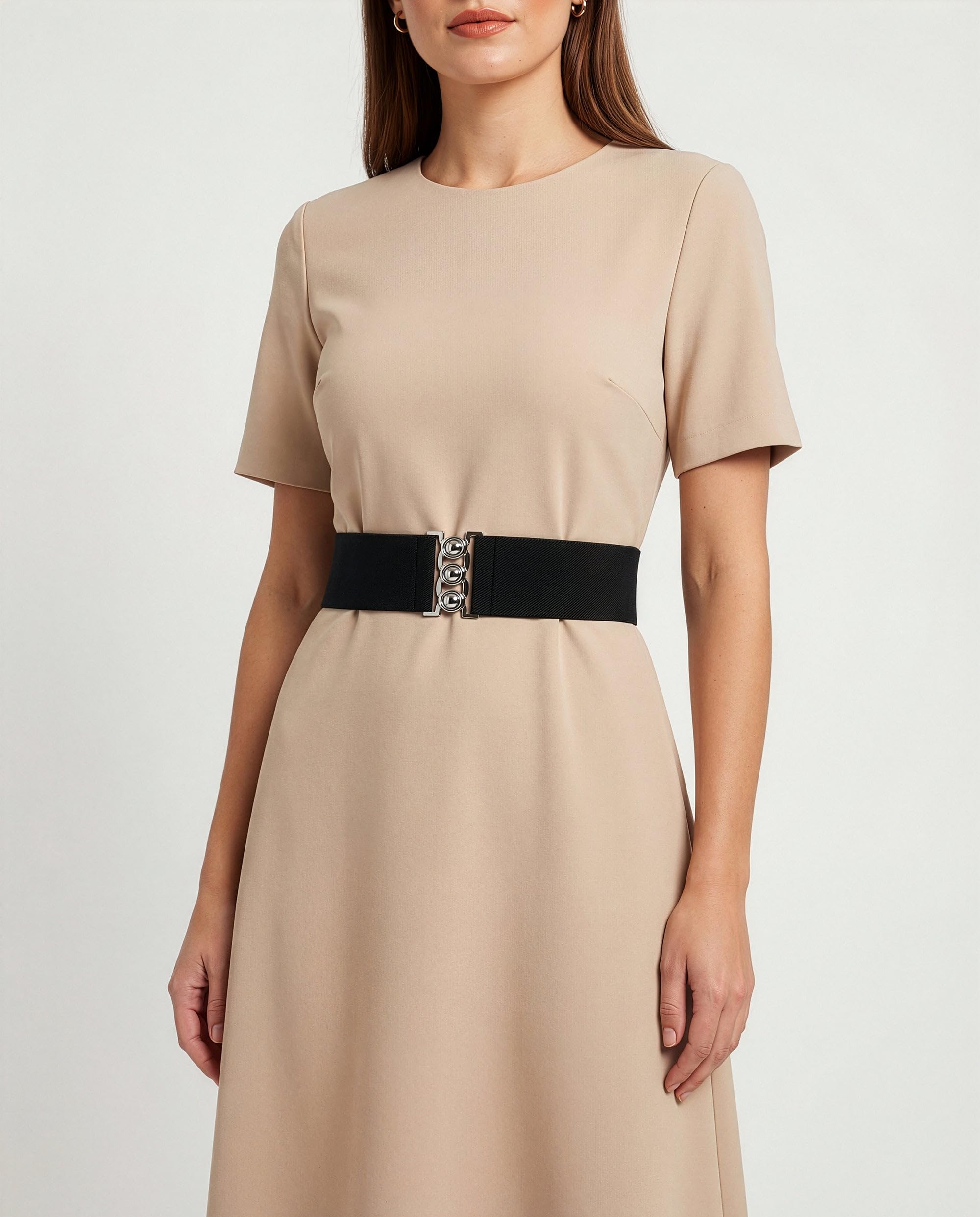 BlackButterfly Wide Elastic Waist Cinch Stretch Waistband Retro Clasp Buckle Belt - Image 2