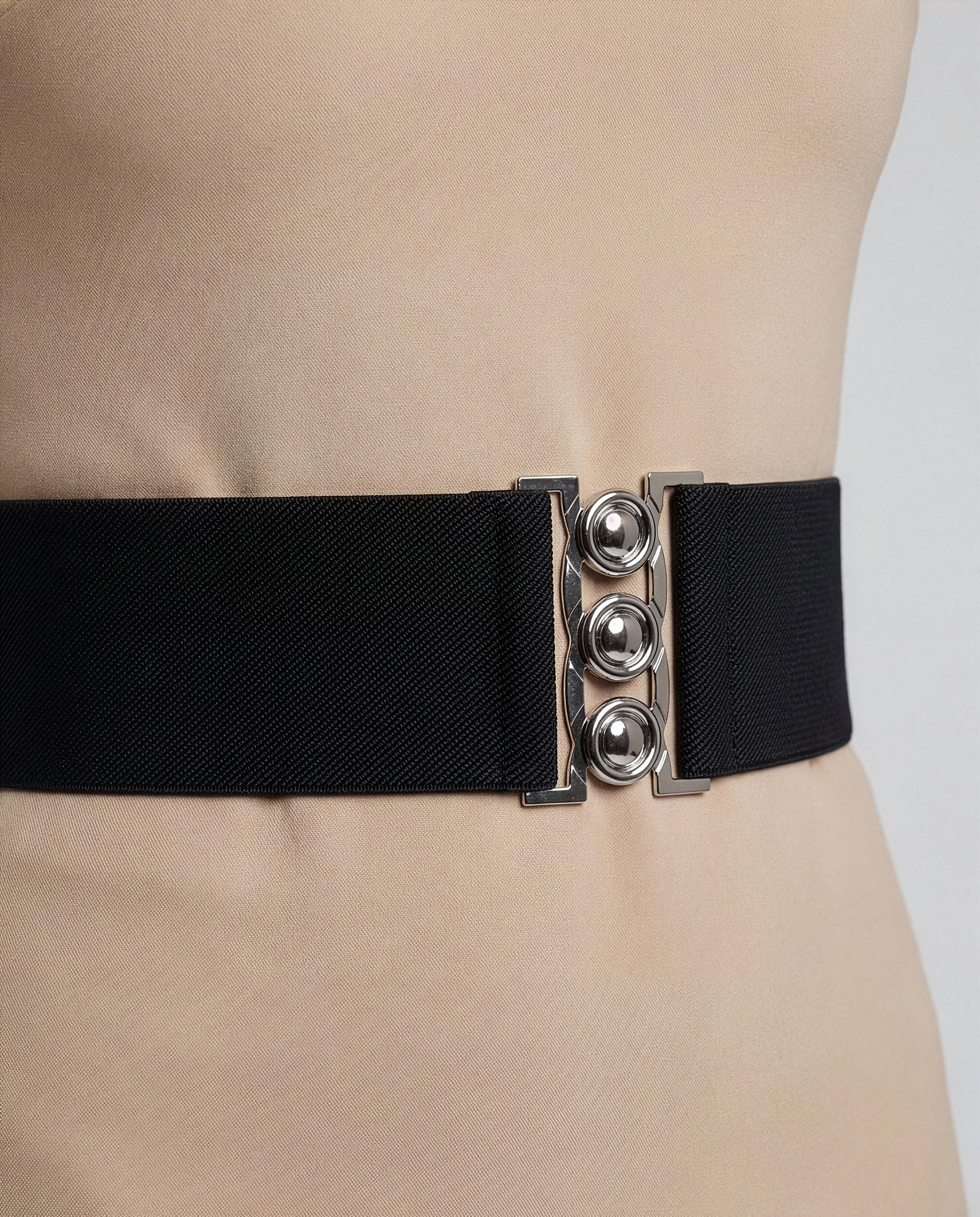 BlackButterfly Wide Elastic Waist Cinch Stretch Waistband Retro Clasp Buckle Belt - Image 4