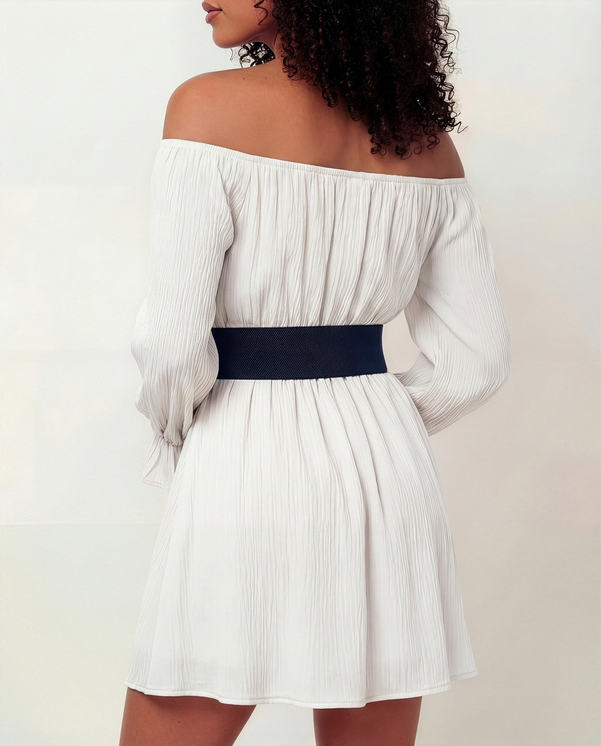 BlackButterfly Wide Elastic Waist Cinch Stretch Waistband Retro Vertical Clasp Buckle Belt - Image 3