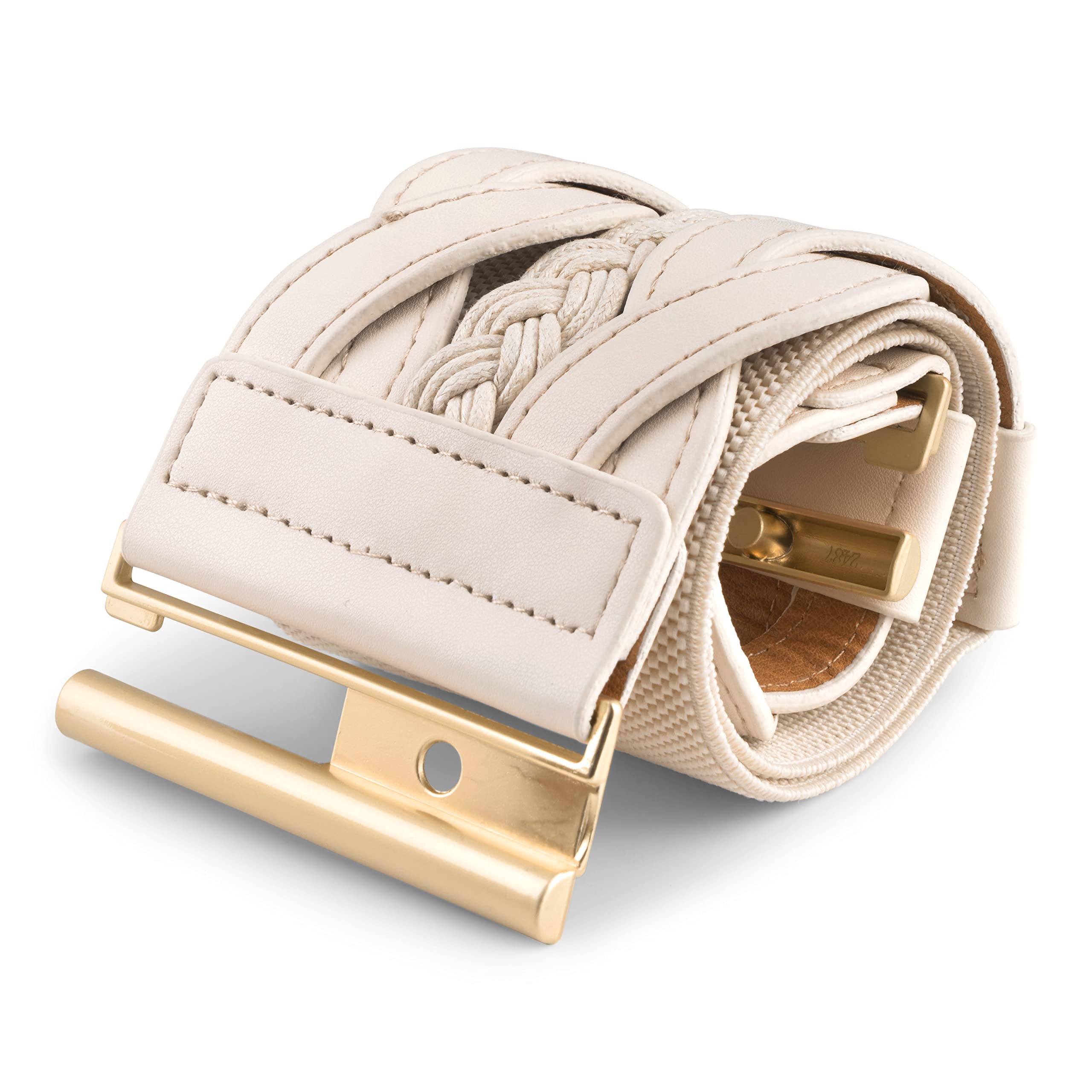 BlackButterfly Wide Waspie Elastic Vintage Braided Vertical Clasp Buckle Cinch Waist Belt - Image 3