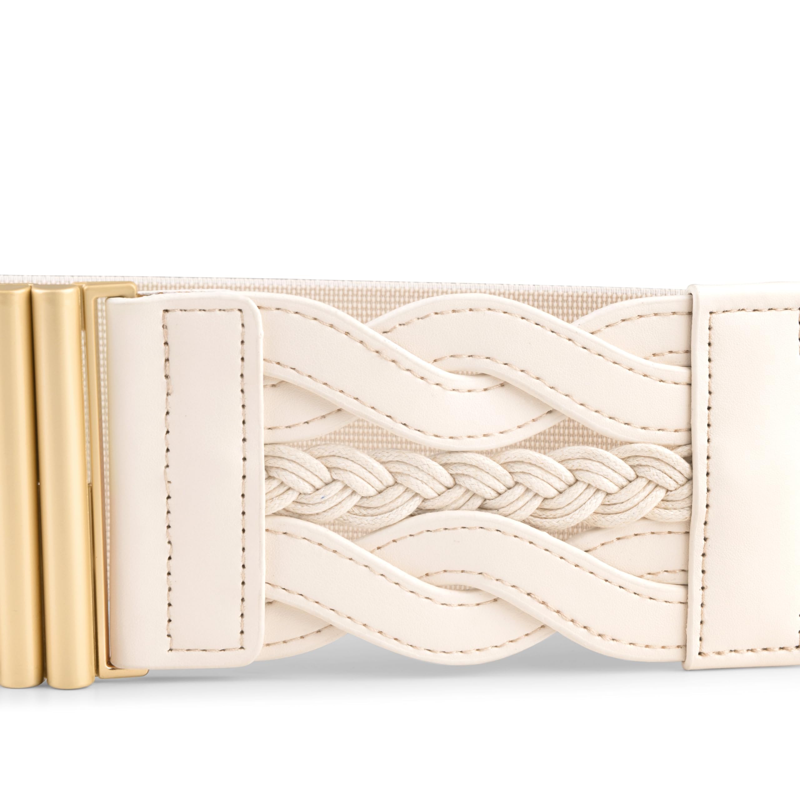 BlackButterfly Wide Waspie Elastic Vintage Braided Vertical Clasp Buckle Cinch Waist Belt - Image 4