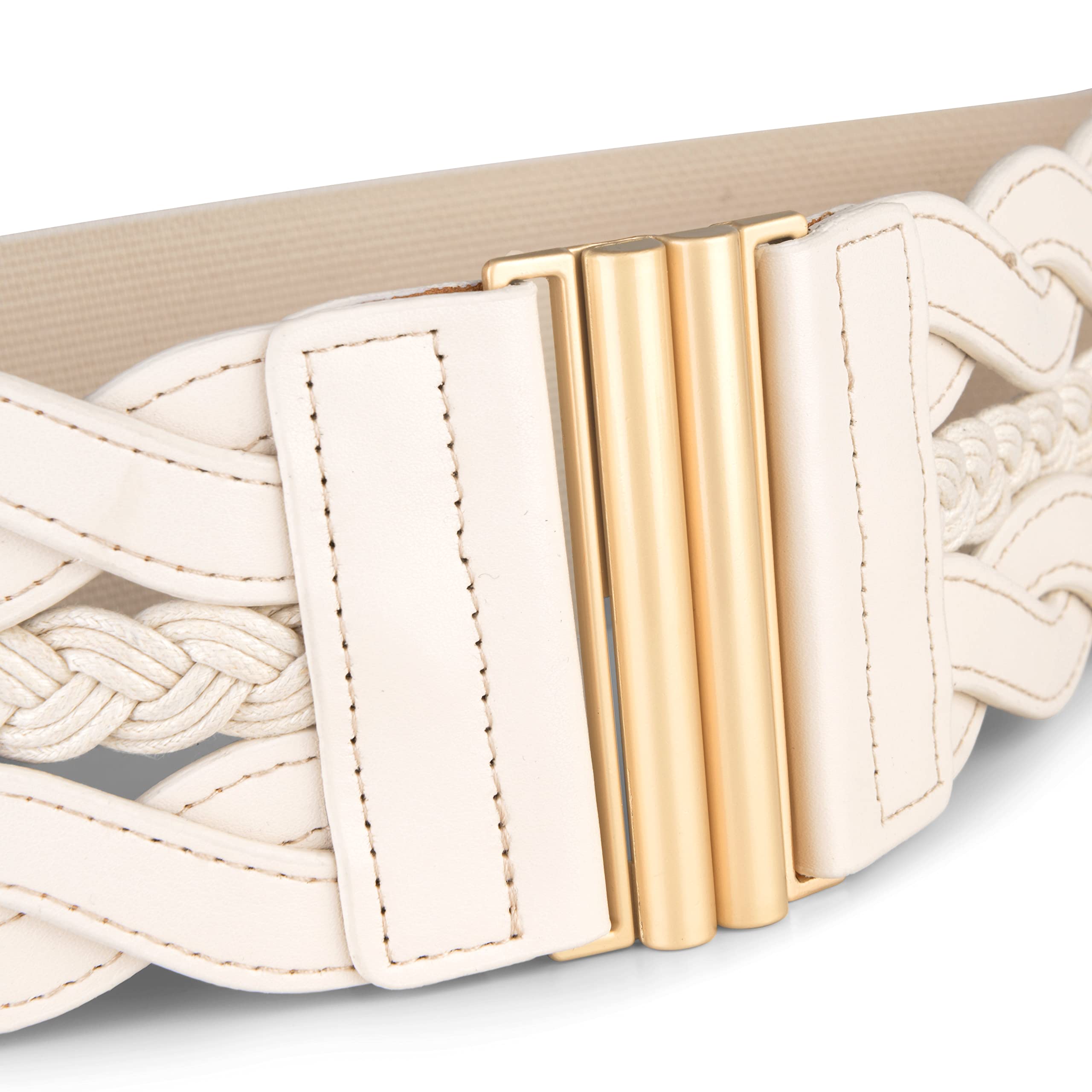 BlackButterfly Wide Waspie Elastic Vintage Braided Vertical Clasp Buckle Cinch Waist Belt - Image 5