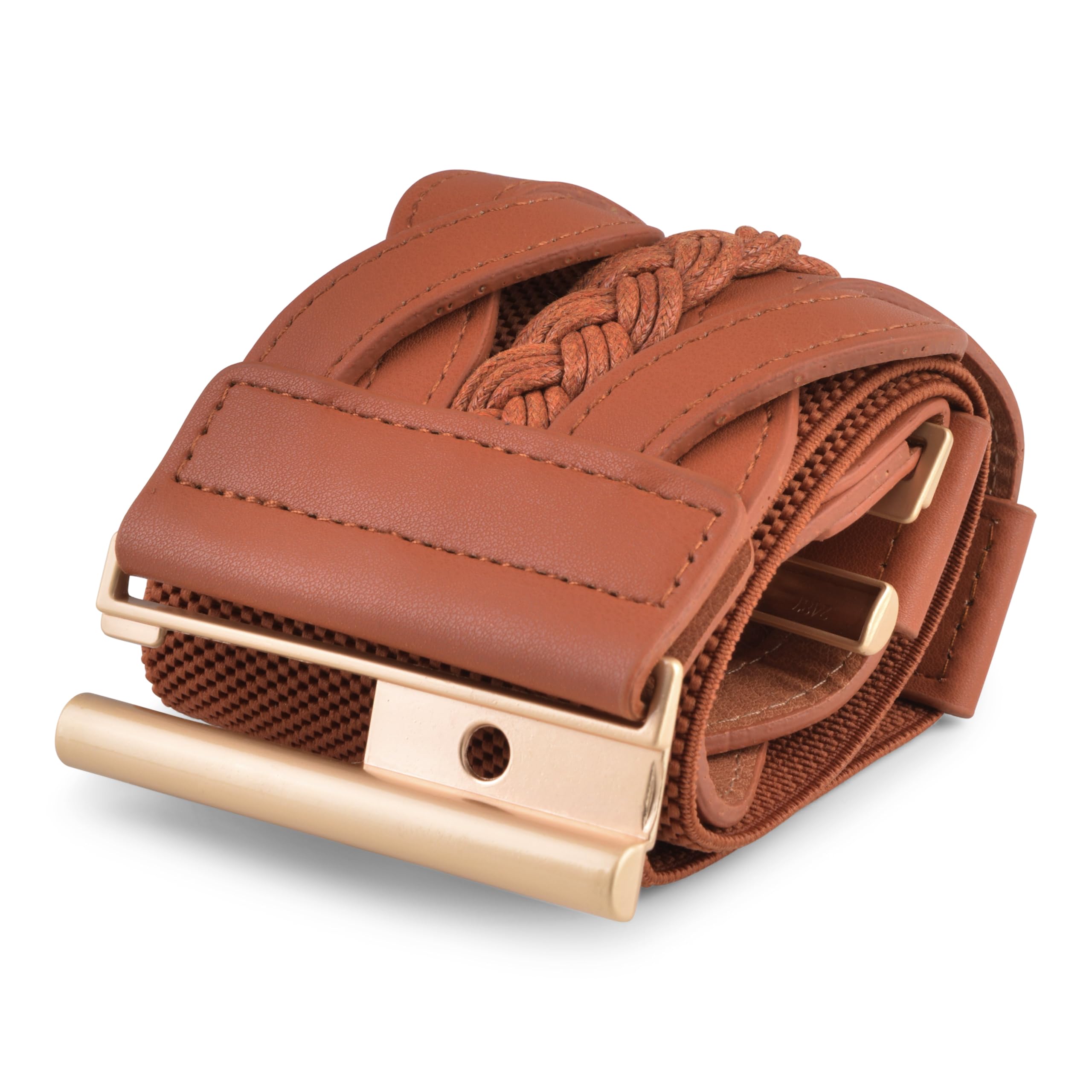 BlackButterfly Wide Waspie Elastic Vintage Braided Vertical Clasp Buckle Cinch Waist Belt - Image 3